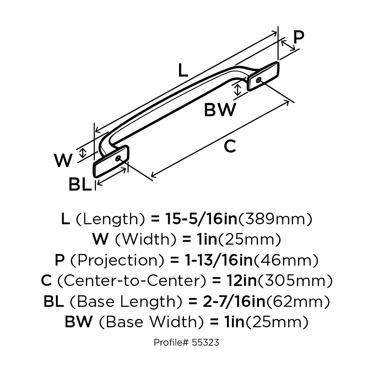 Amerock Highland Ridge 12 inch (305mm) Center-to-Center Black Bronze Appliance Pull
