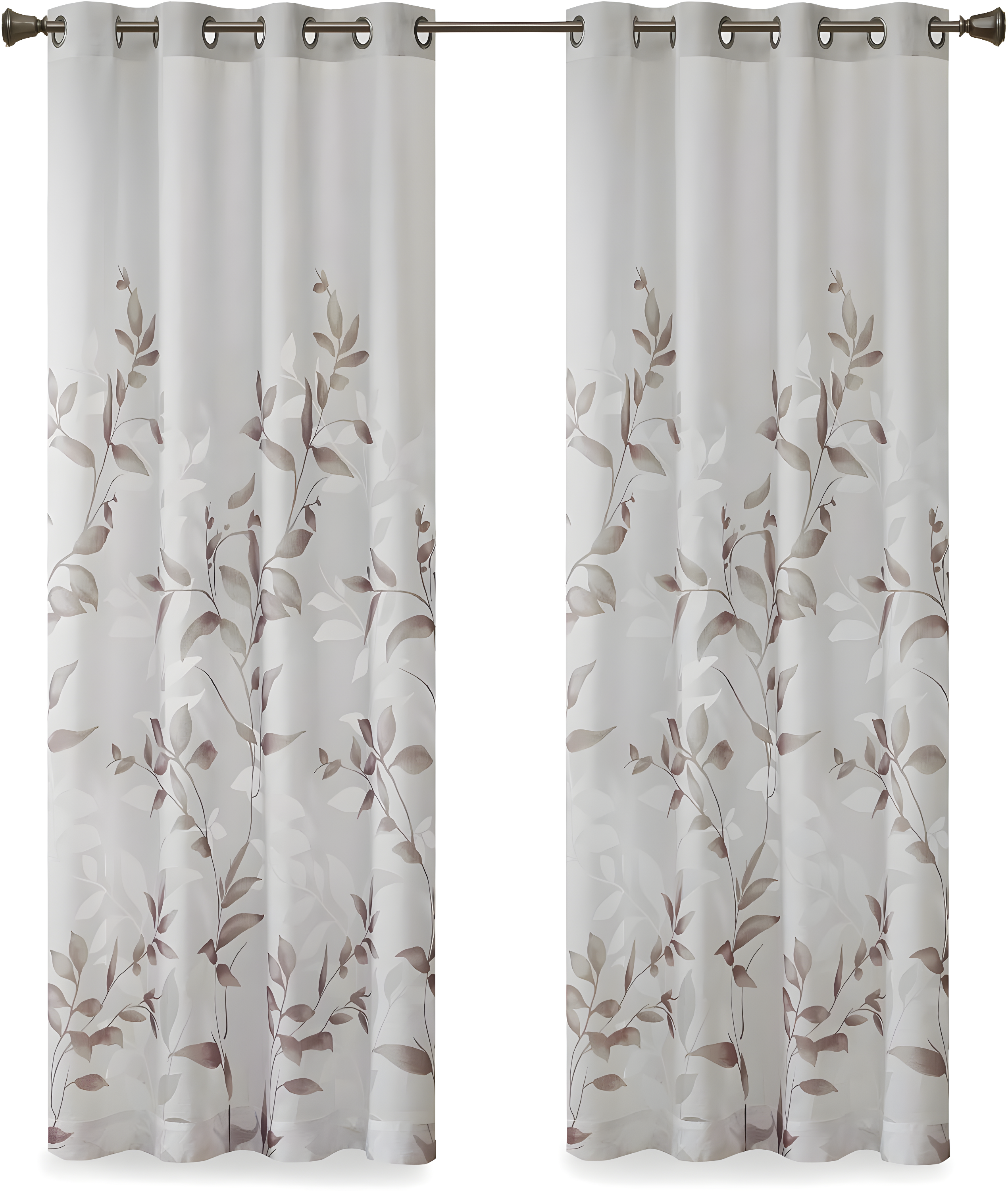 Madison Park Cecily Floral Printed Burnout Sheer Grommet Single Curtain Panel