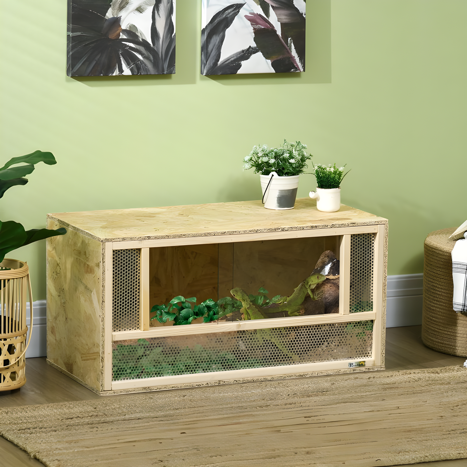 Reptile Terrarium, Reptile Tank 31.5" X 15.7" X 15.7" With Sliding Door For Chameleon, Lizard, Snake, Frog, Turtle, 33.8 Gallon