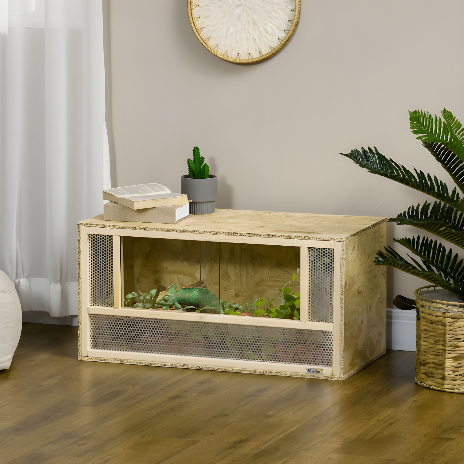 Reptile Terrarium, Reptile Tank 31.5" X 15.7" X 15.7" With Sliding Door For Chameleon, Lizard, Snake, Frog, Turtle, 33.8 Gallon