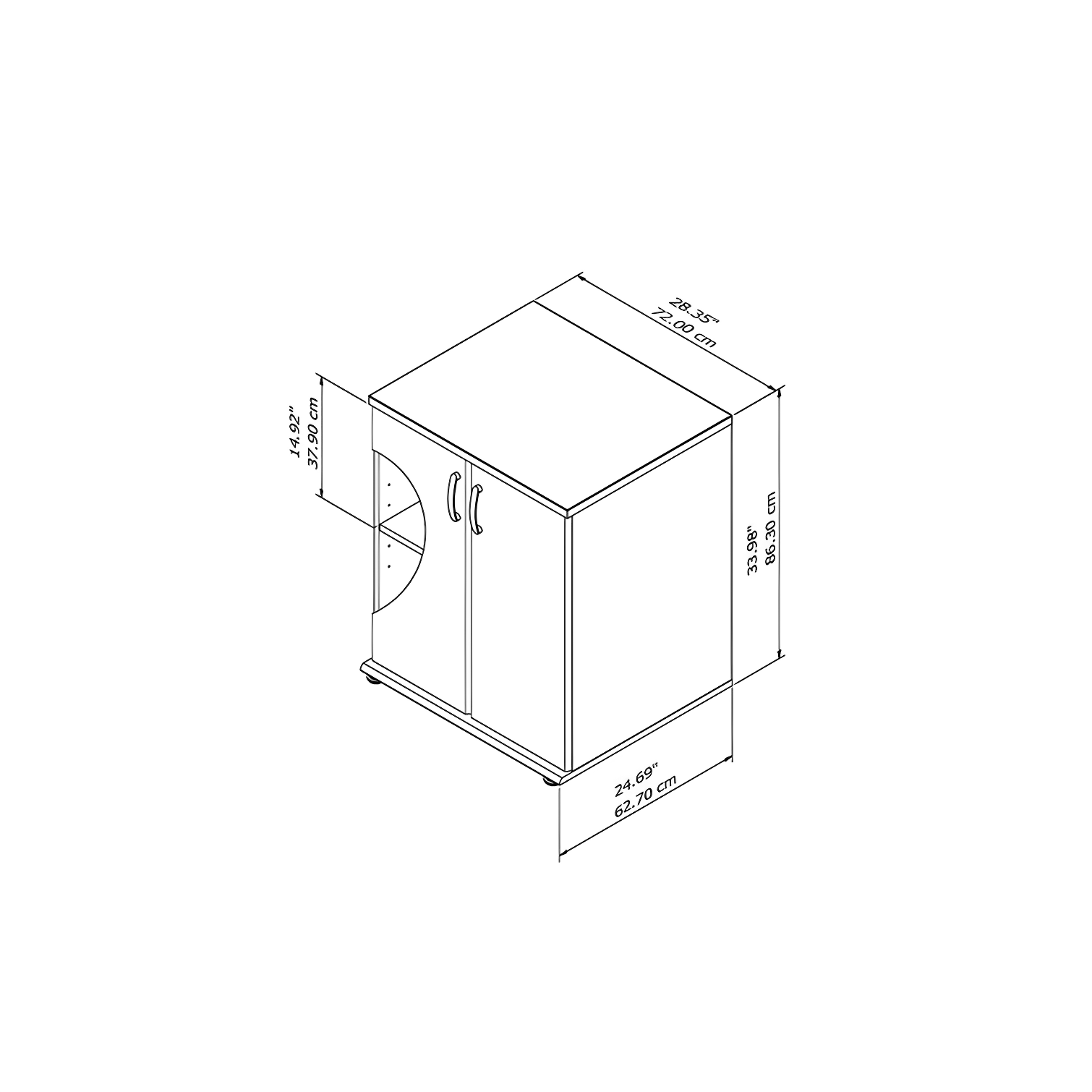 Universal Storage 28.35'' Wide 2 - Shelf Storage Cabinet