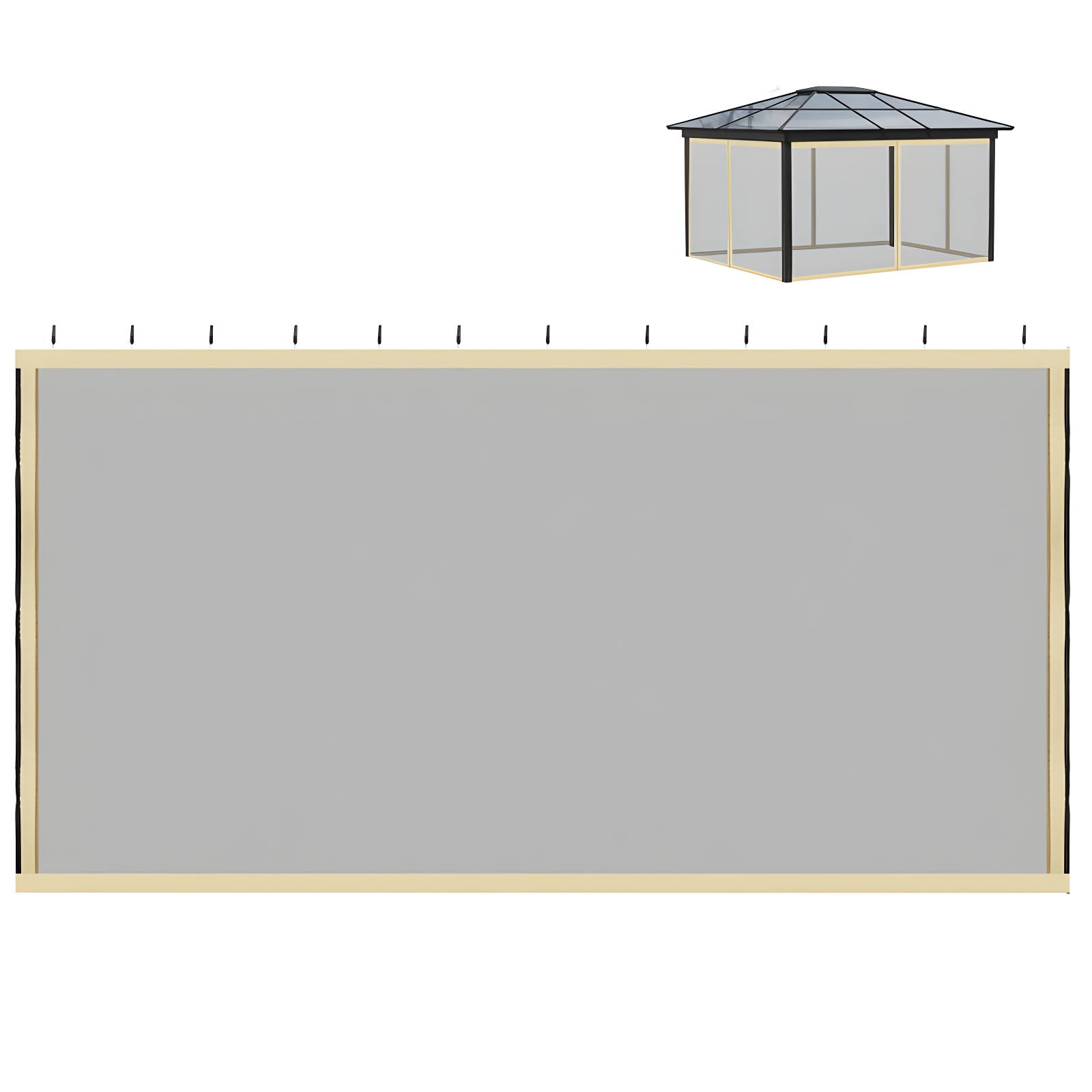 Outsunny 10' x 10' Replacement Mesh Sidewall Netting for Patio Gazebos and Canopy Tents with Zippers (Sidewall Only), Beige