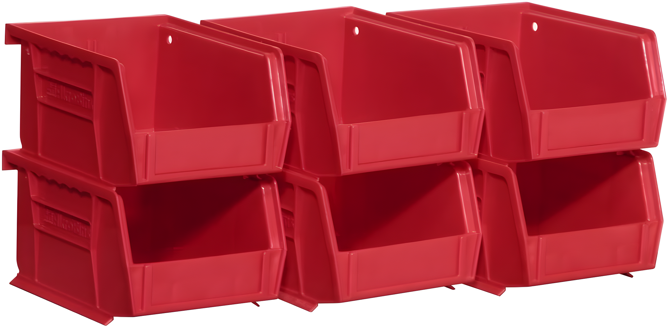 Akro-Mils Stackable Storage Bins, AkroBins 30210 Stacking Organizer, 5"x4"x3", Red, 6-Pack