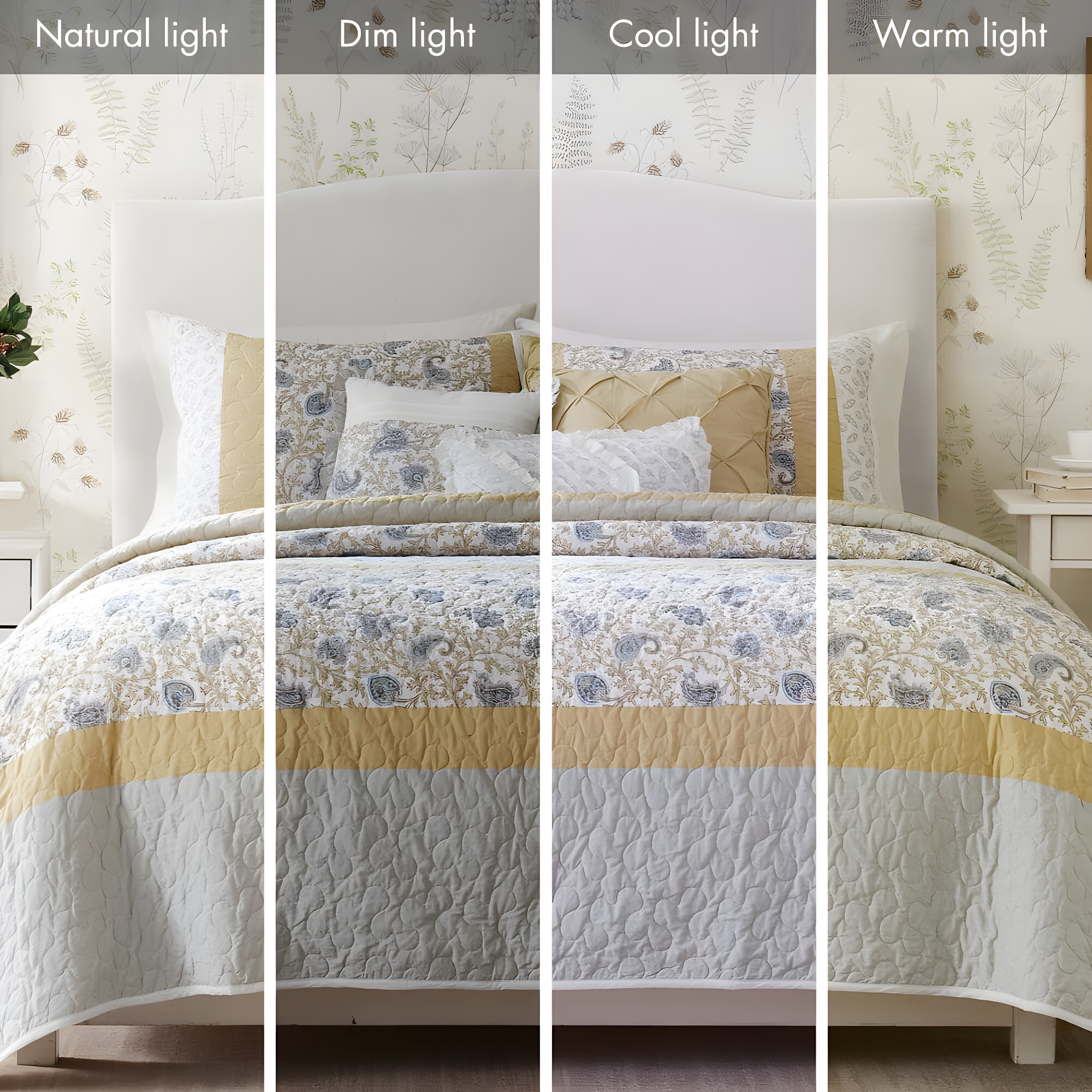 Dawn 6 Piece Cotton Percale Quilt Set with Throw Pillows