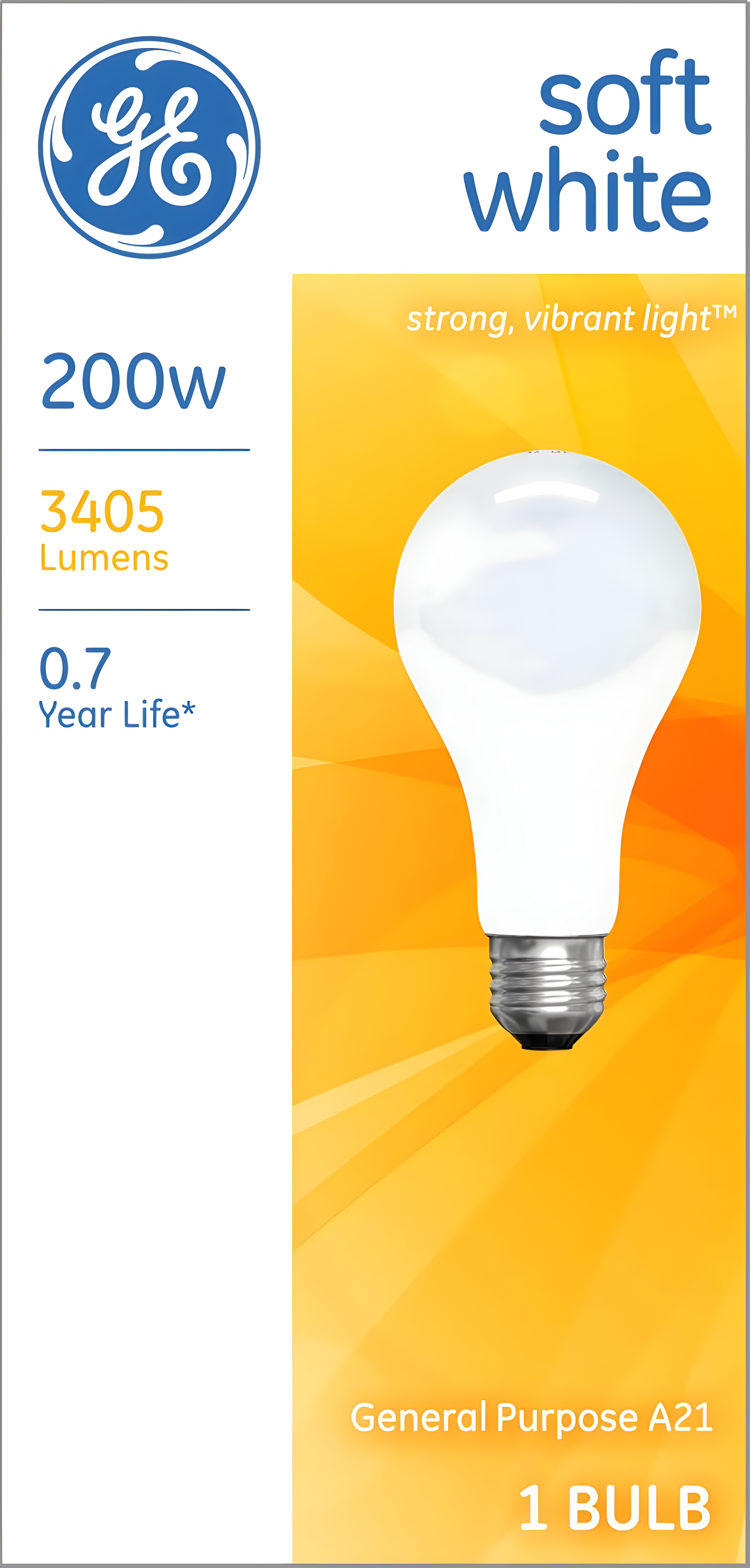 200-Watt Soft White A21 Incandescent Bulb