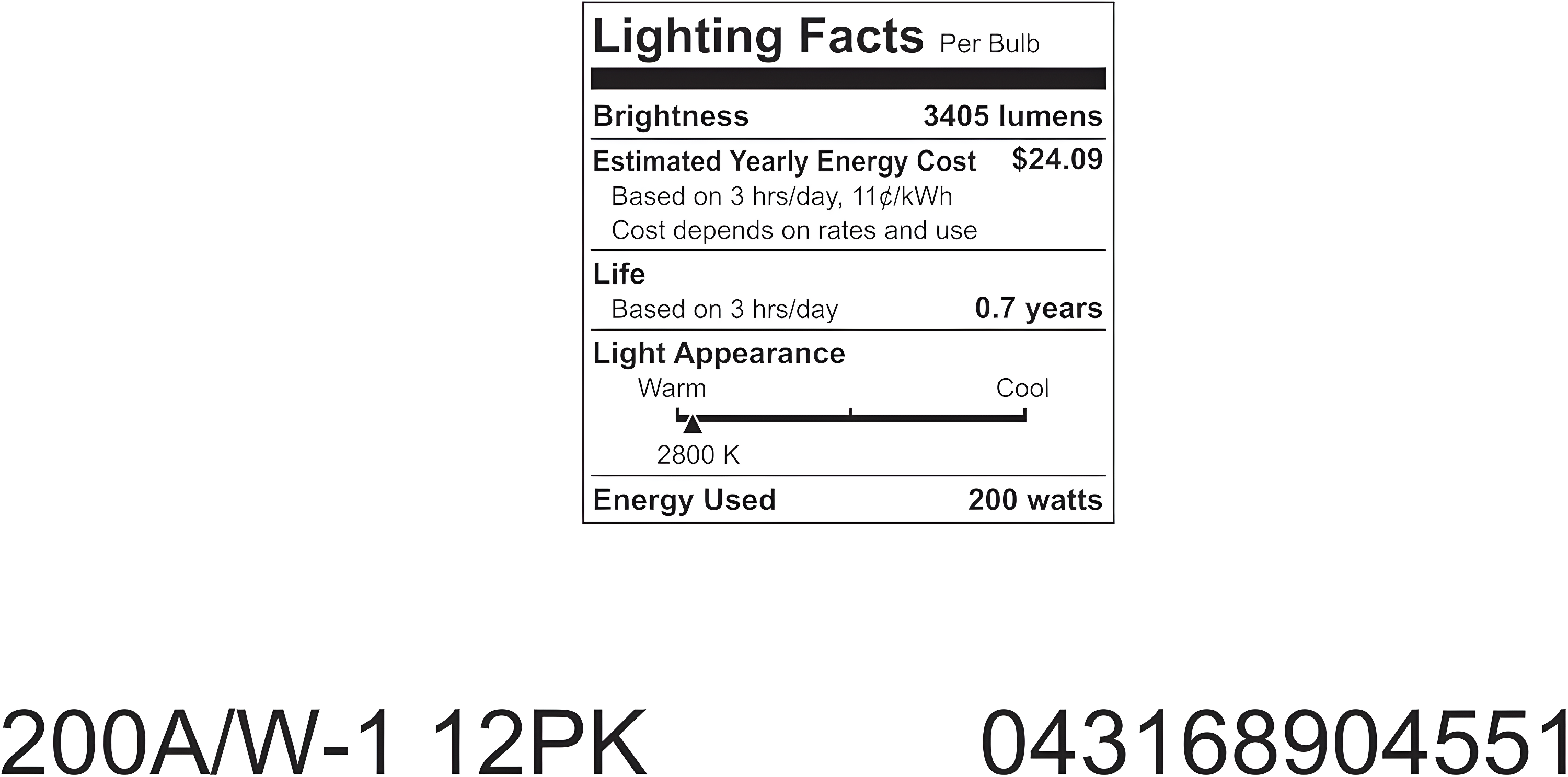 200-Watt Soft White A21 Incandescent Bulb