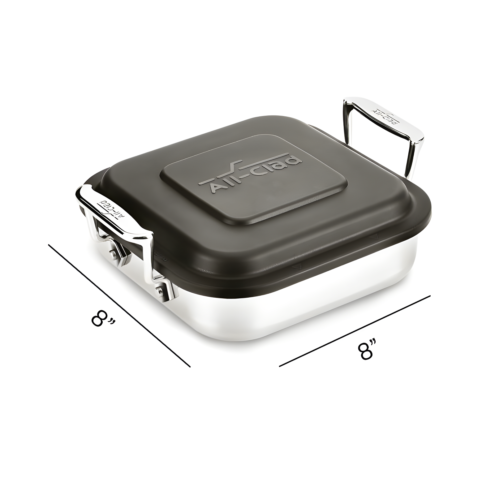 All-Clad 8" Stainless Steel Square Baker with Lid, Gourmet Accessories, Silver