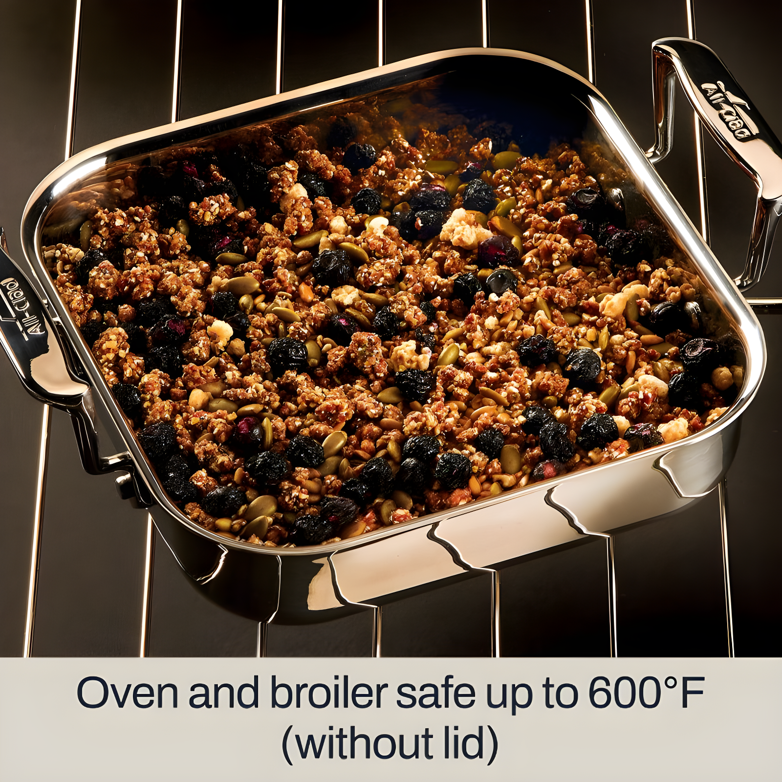 All-Clad 8" Stainless Steel Square Baker with Lid, Gourmet Accessories, Silver