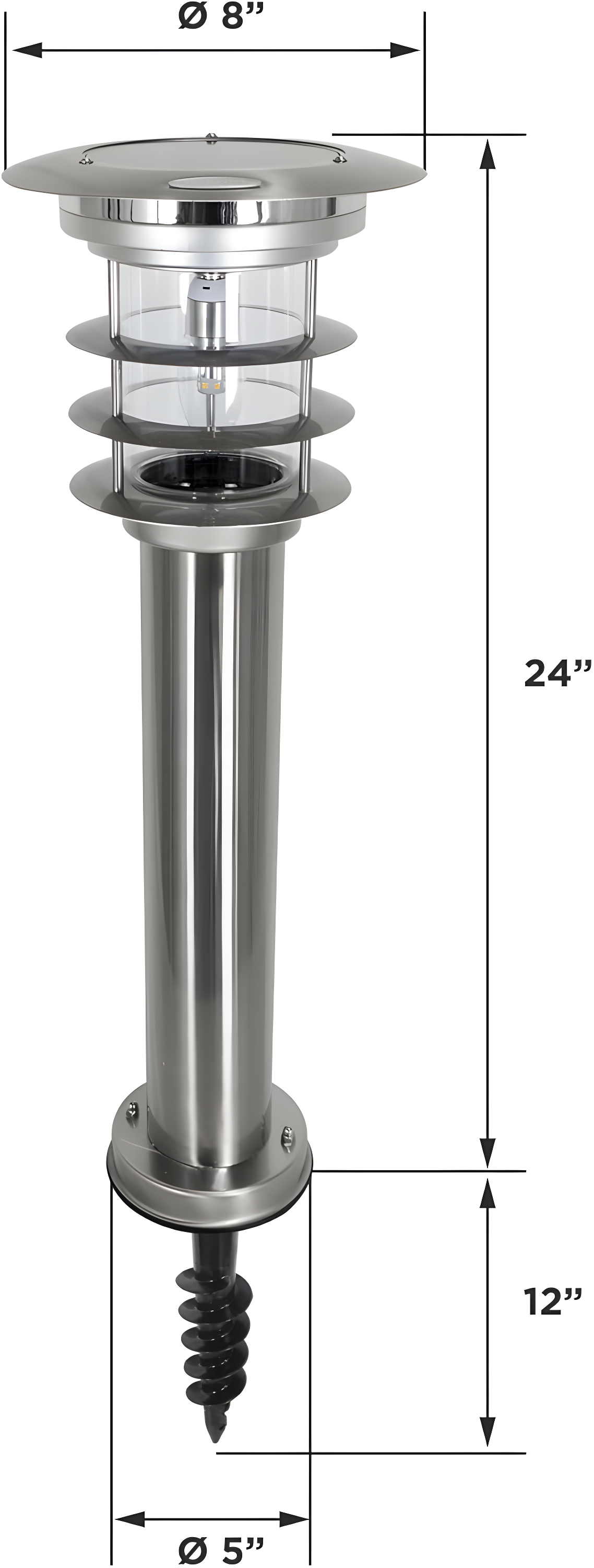 Gama Sonic Stainless Steel Solar Bollard Lamp with EZ Anchor