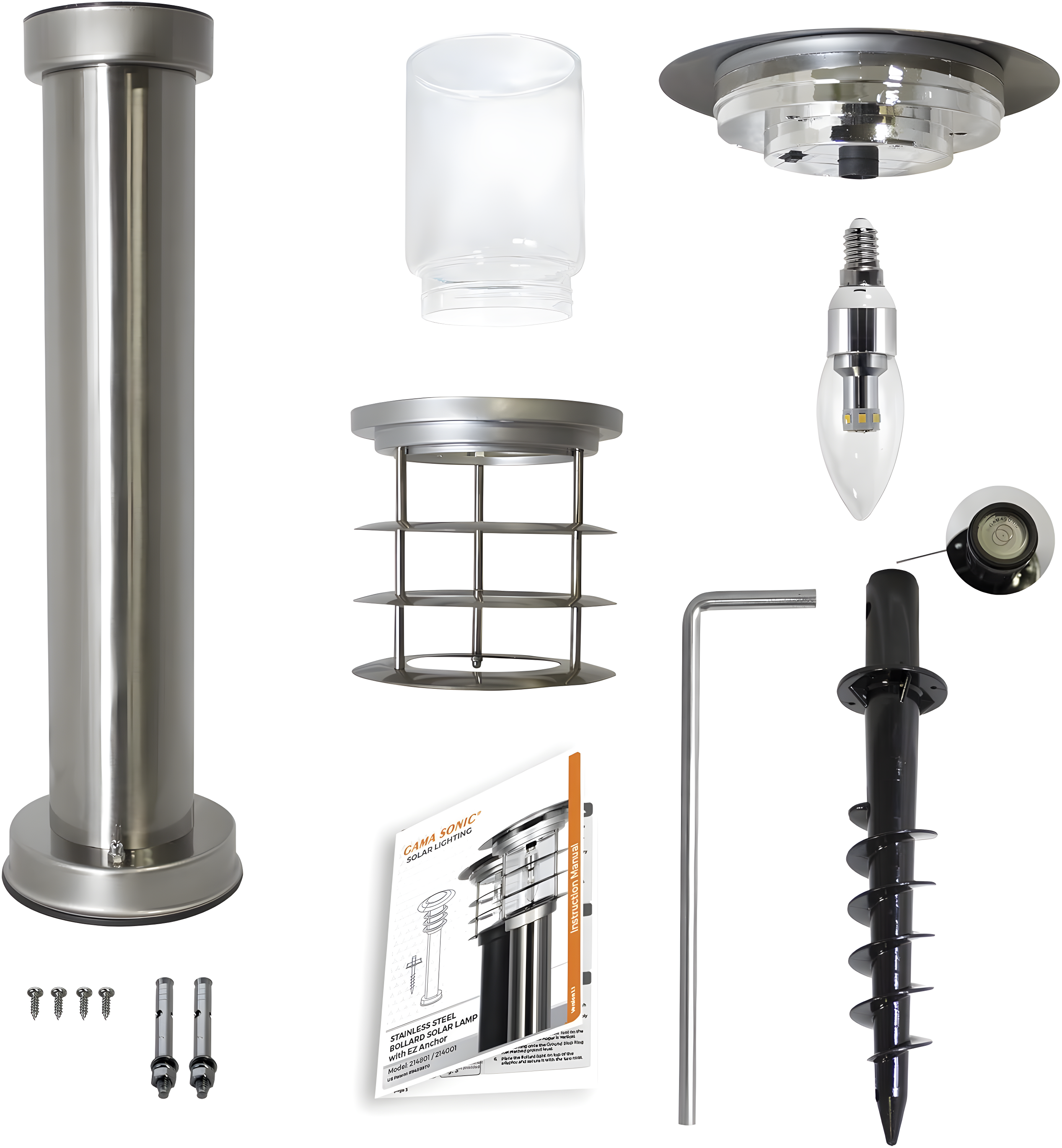 Gama Sonic Stainless Steel Solar Bollard Lamp with EZ Anchor