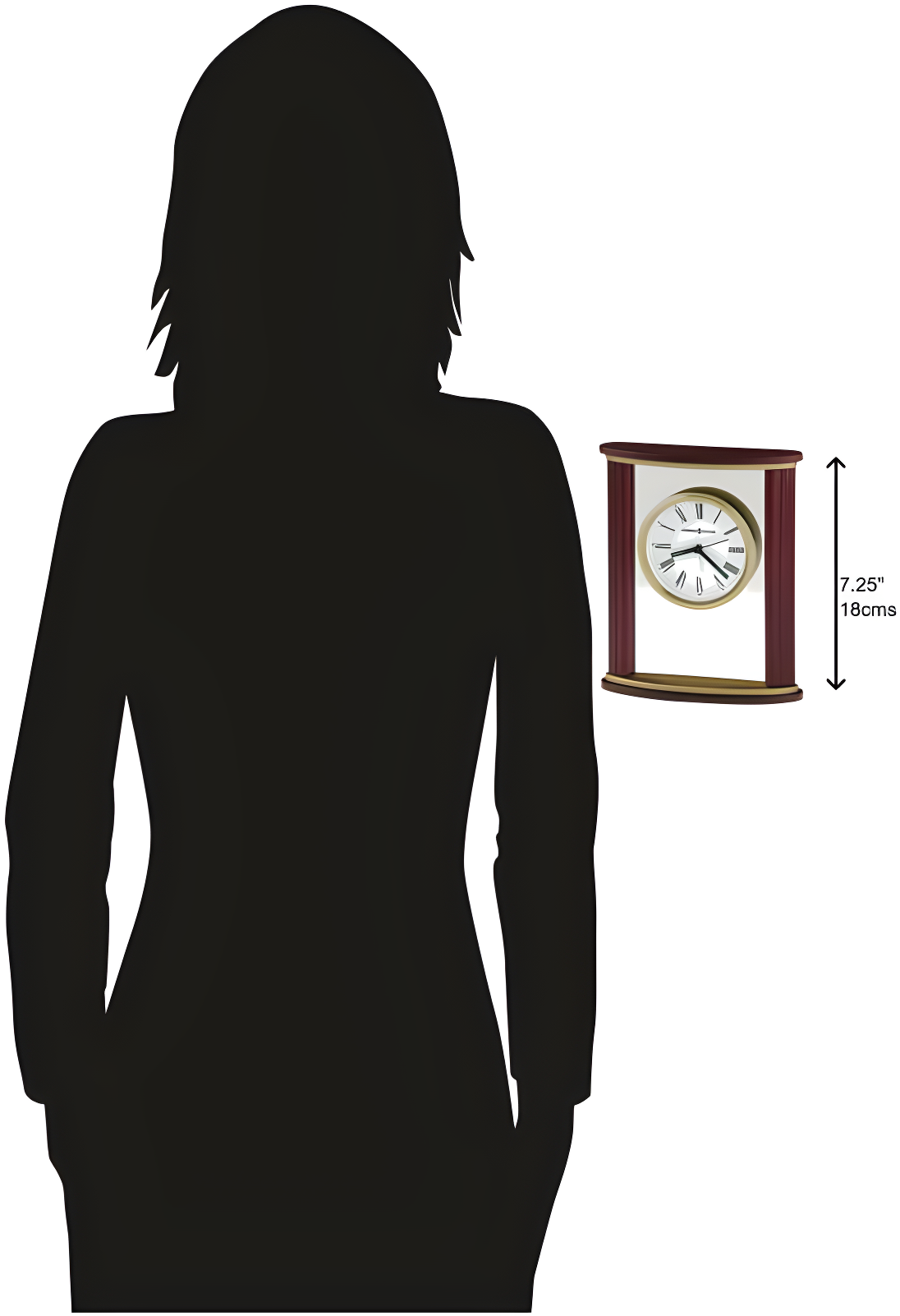 Victor Traditional Roman Numeral Rosewood Wood Quartz Movement / Crystal Tabletop Clock with Alarm in Brown/Brass