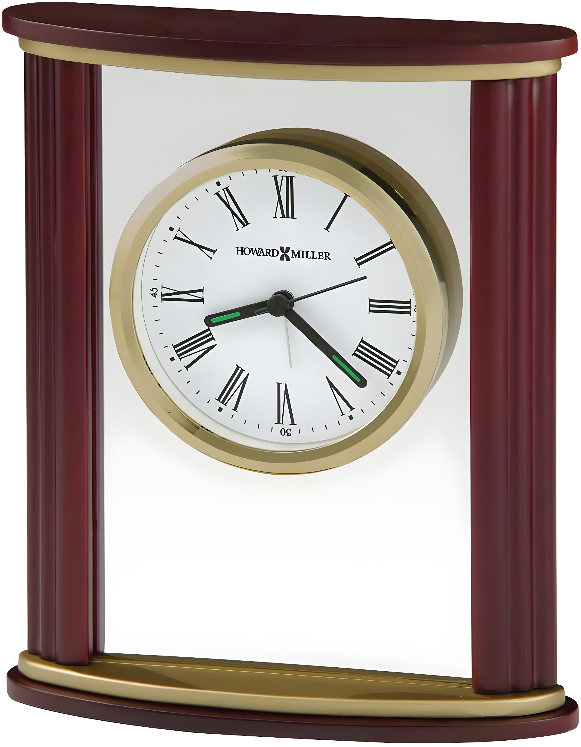 Victor Traditional Roman Numeral Rosewood Wood Quartz Movement / Crystal Tabletop Clock with Alarm in Brown/Brass