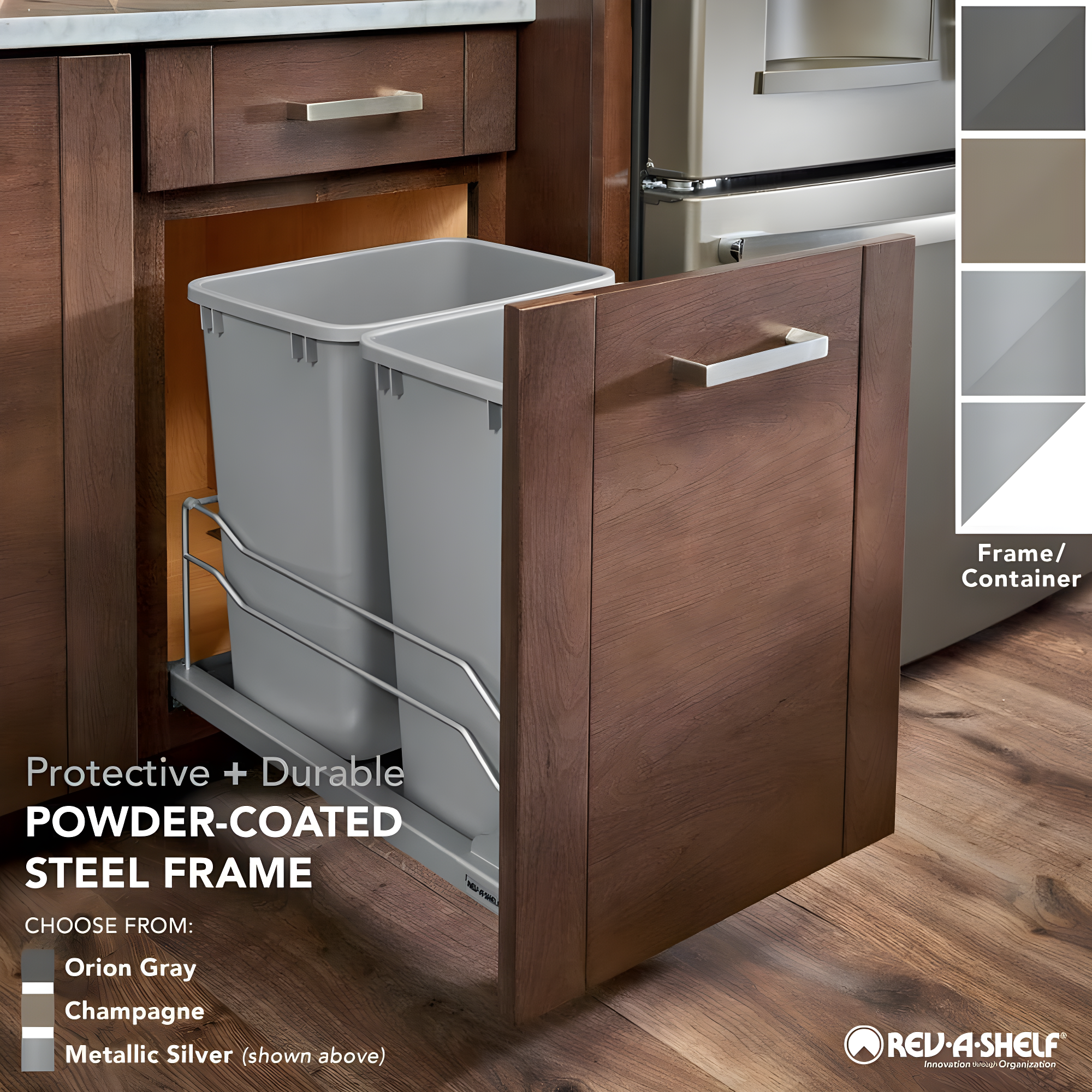 Rev-A-Shelf Double Pull Out Trash Can 35 Qt with Soft-Close