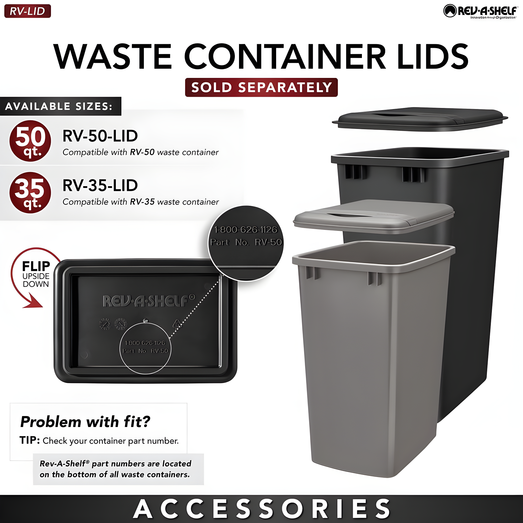 Rev-A-Shelf Double Pull Out Trash Can 35 Qt with Soft-Close