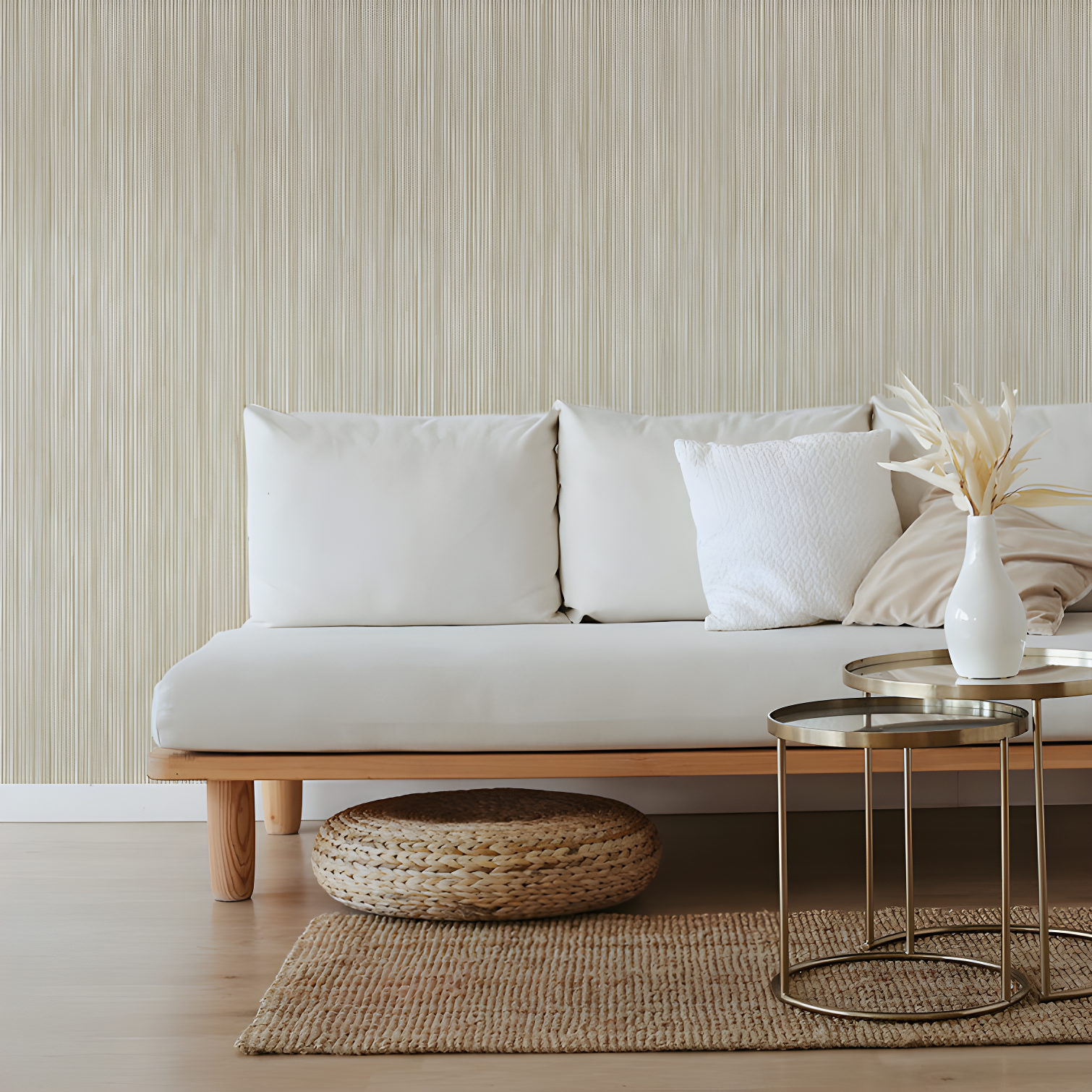Tempaper & Co.® Faux Grasscloth Removable Peel and Stick Wallpaper, Textured Sand, 28 sq. ft.: Vinyl, Self-Adhesive, Beige