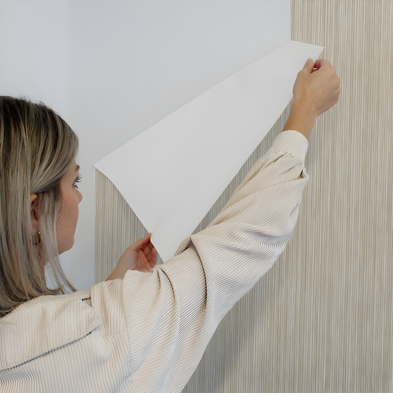 Tempaper & Co.® Faux Grasscloth Removable Peel and Stick Wallpaper, Textured Sand, 28 sq. ft.: Vinyl, Self-Adhesive, Beige