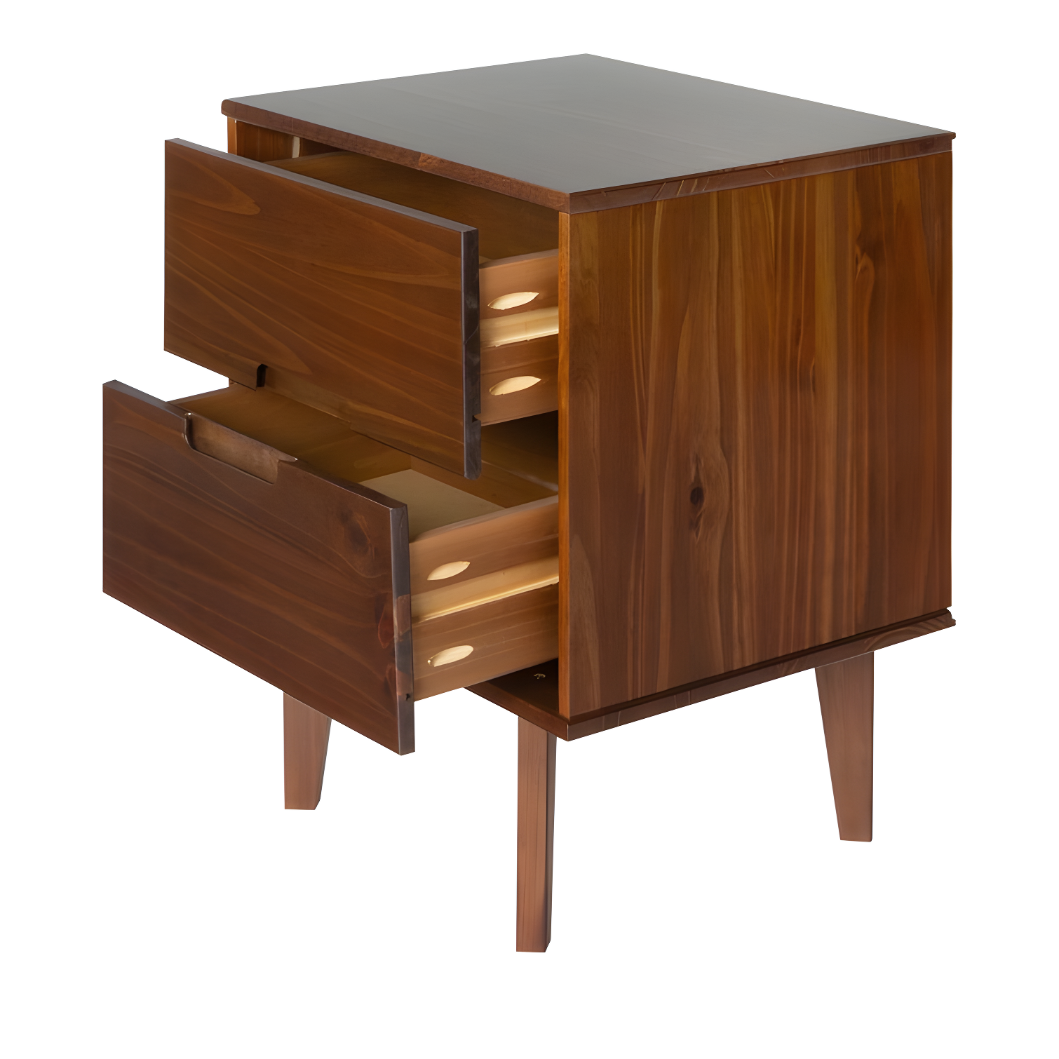 Mags Solid Wood Groove 2-Drawer Nightstand