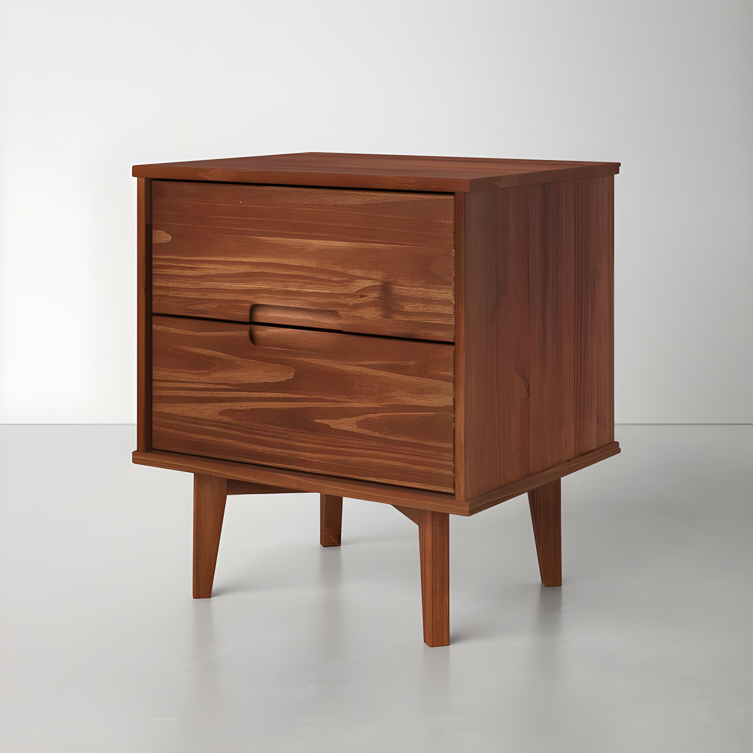 Mags Solid Wood Groove 2-Drawer Nightstand