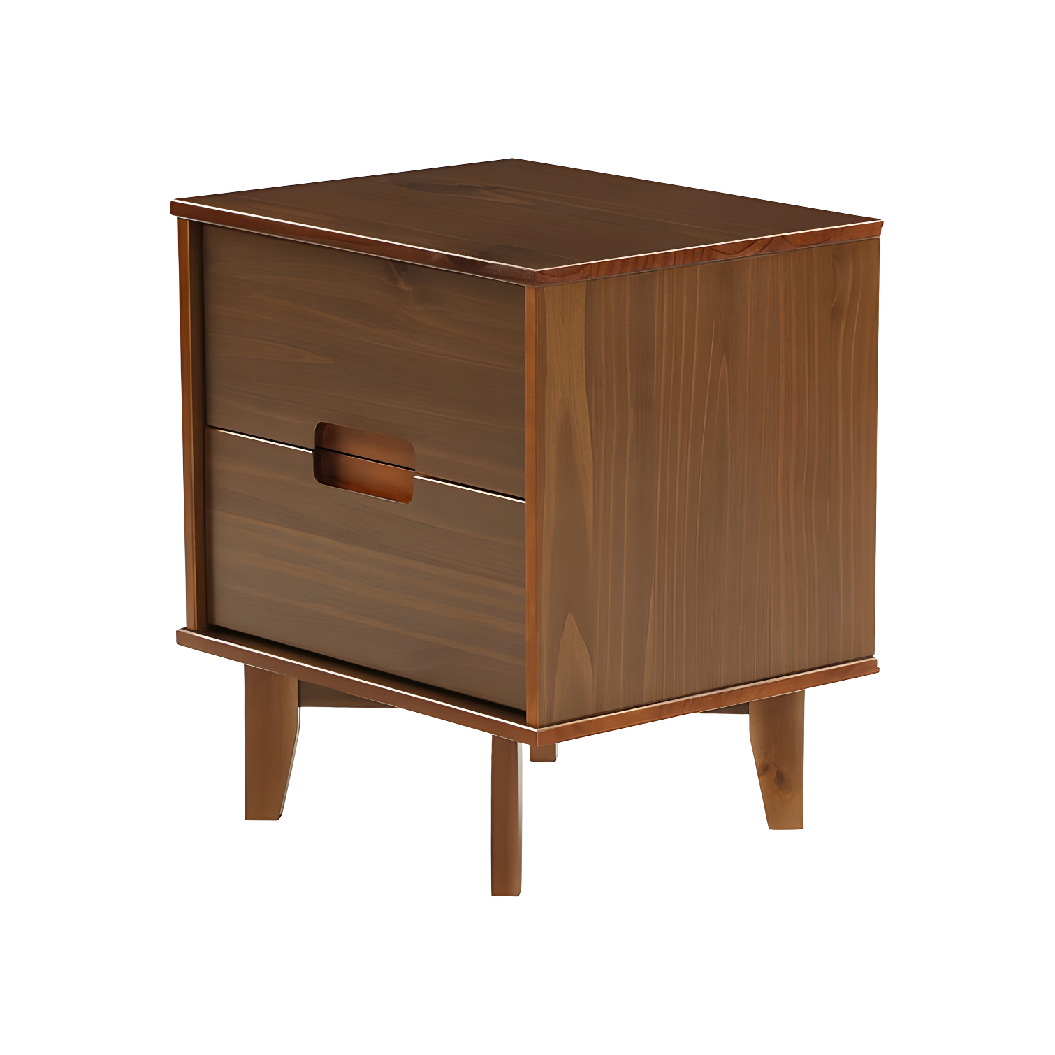 Mags Solid Wood Groove 2-Drawer Nightstand
