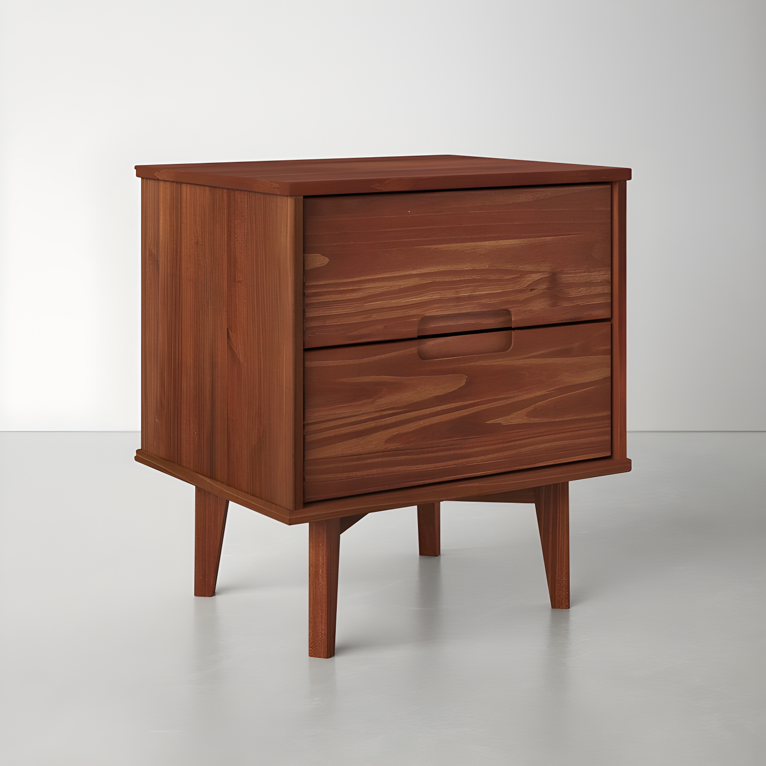 Mags Solid Wood Groove 2-Drawer Nightstand