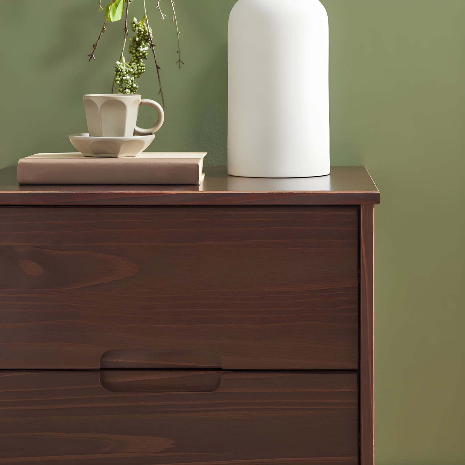Mags Solid Wood Groove 2-Drawer Nightstand