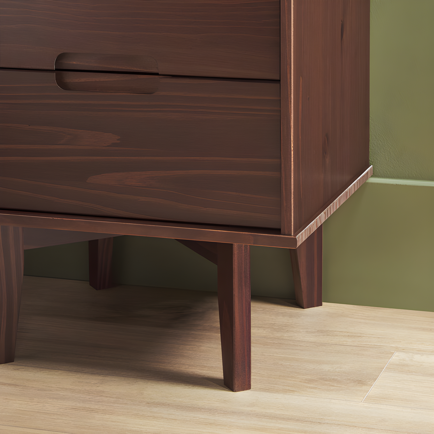 Mags Solid Wood Groove 2-Drawer Nightstand