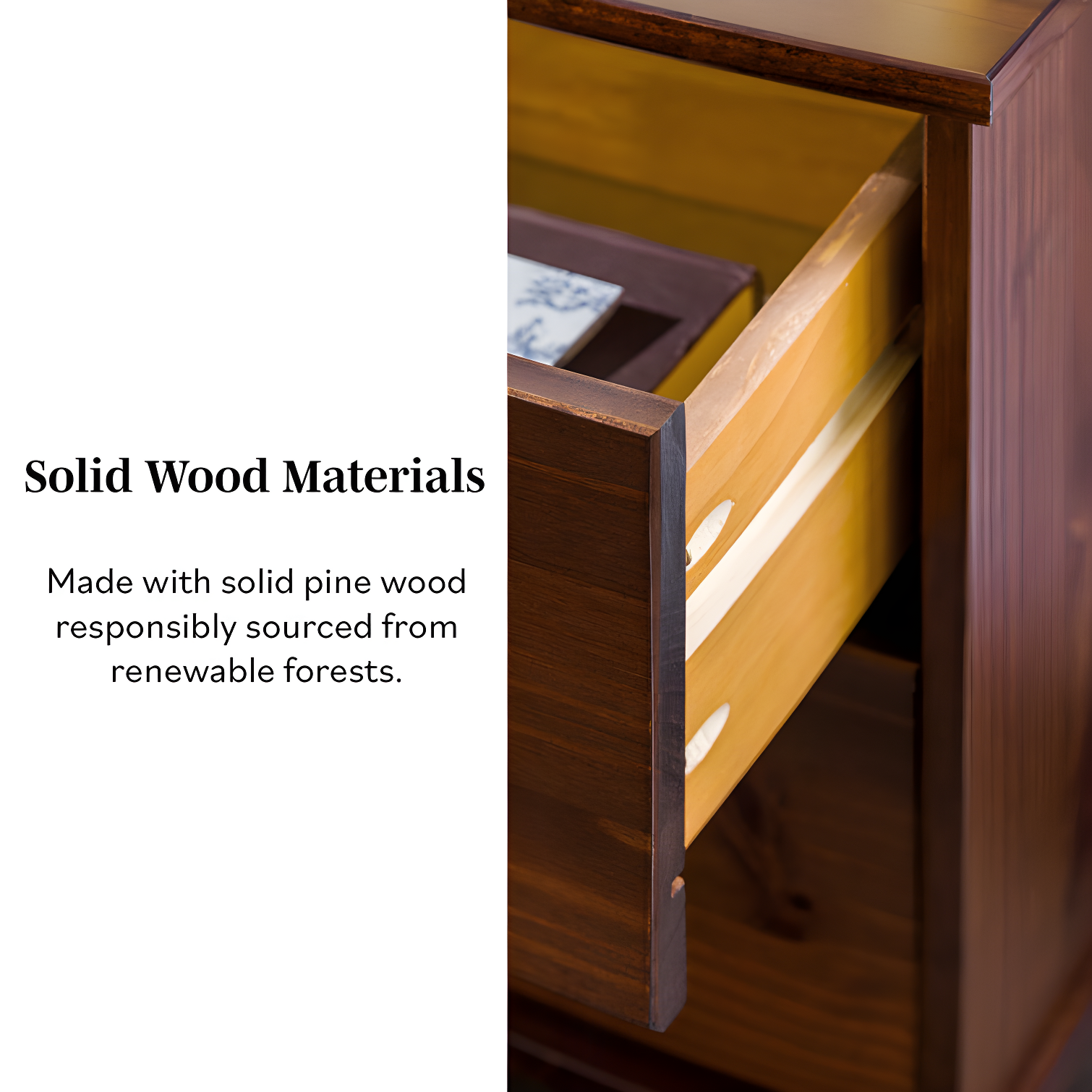 Mags Solid Wood Groove 2-Drawer Nightstand