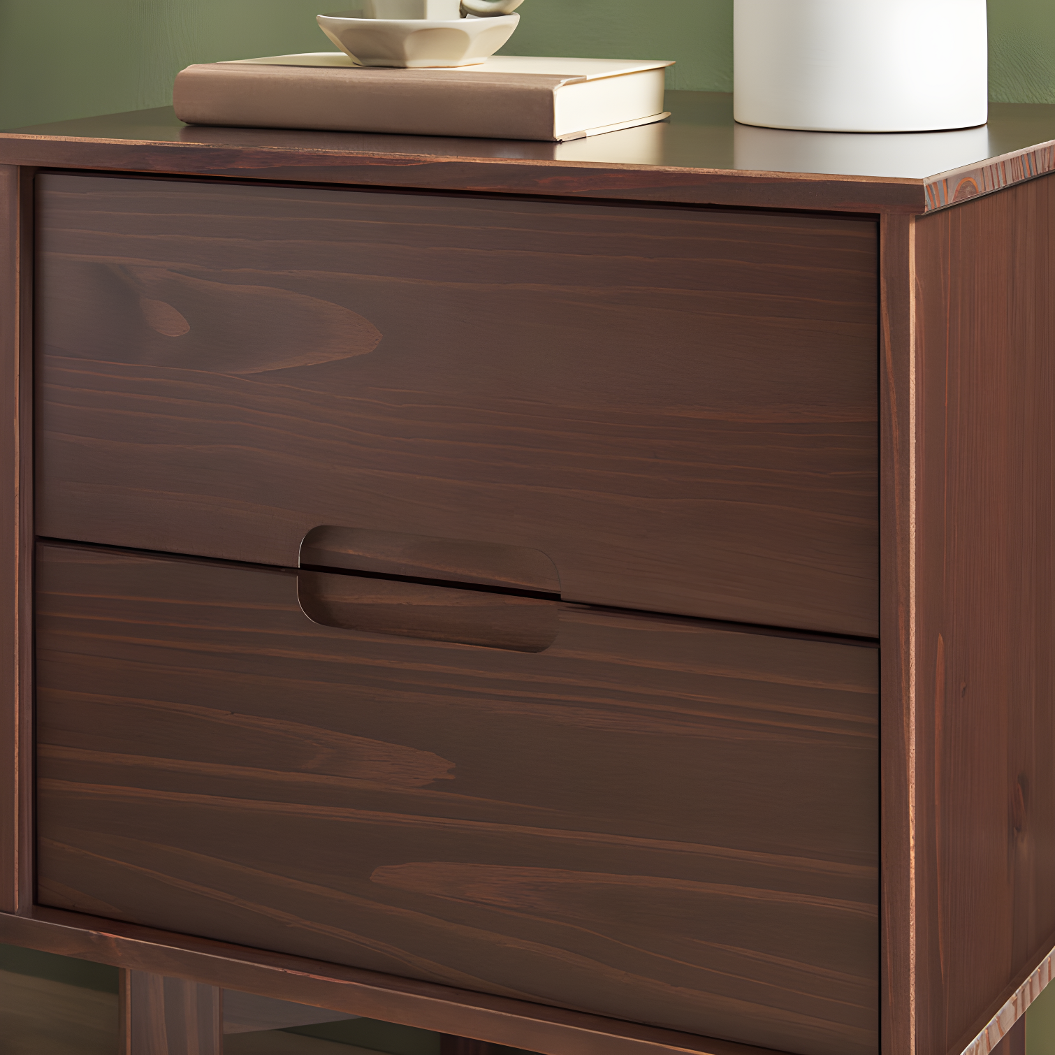 Mags Solid Wood Groove 2-Drawer Nightstand