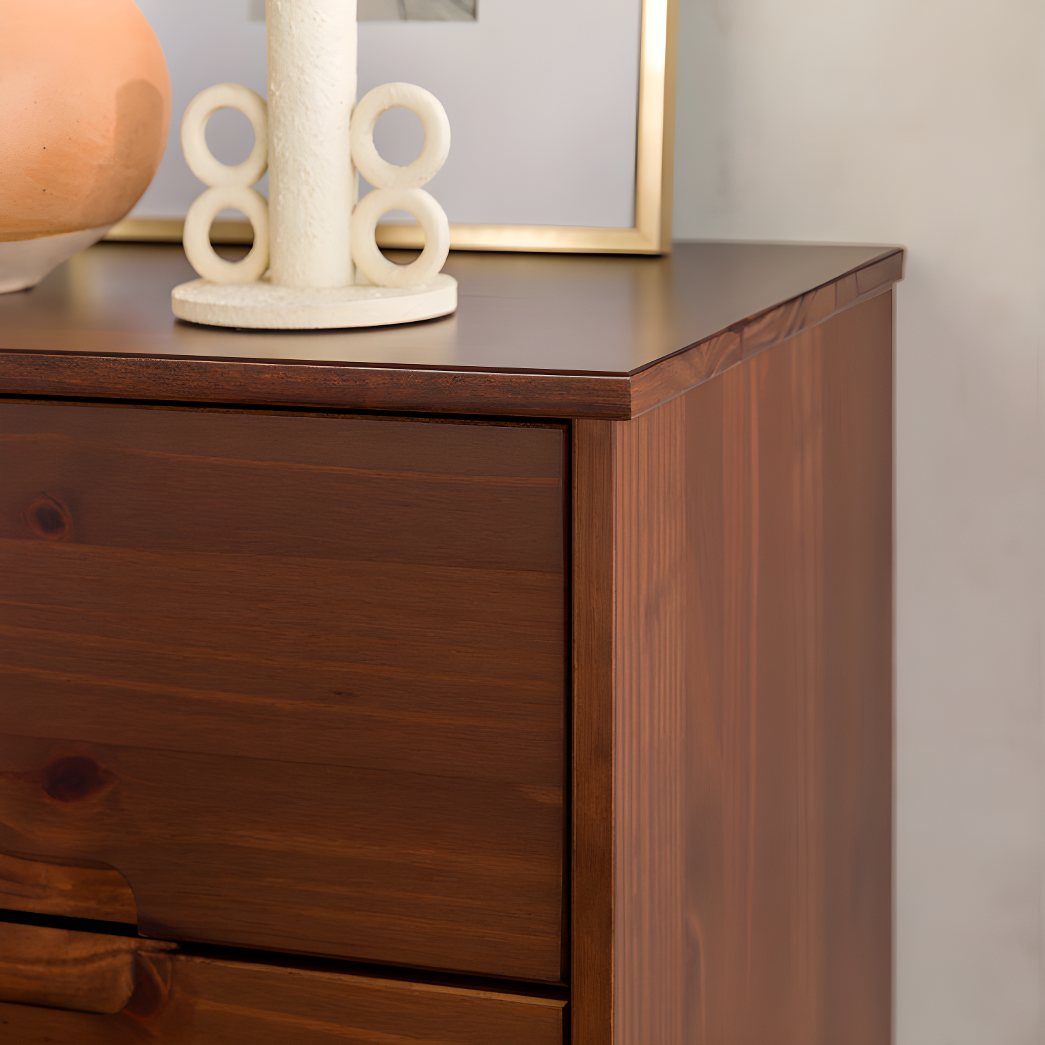Mags Solid Wood Groove 2-Drawer Nightstand