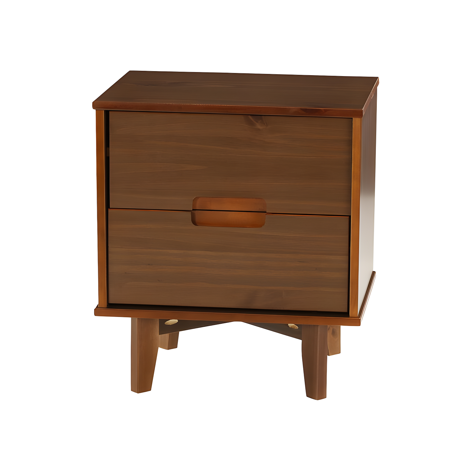 Mags Solid Wood Groove 2-Drawer Nightstand
