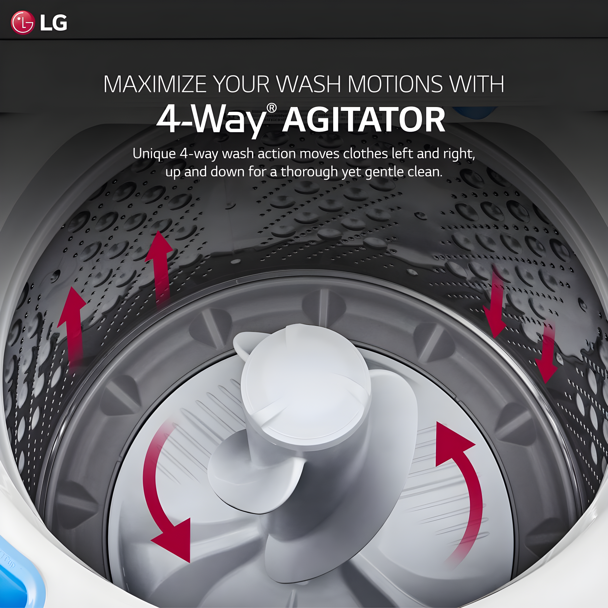 LG 4.3 cu. ft. Ultra Large Capacity Top Load Washer with 4-Way Agitator & TurboDrum Technology, White