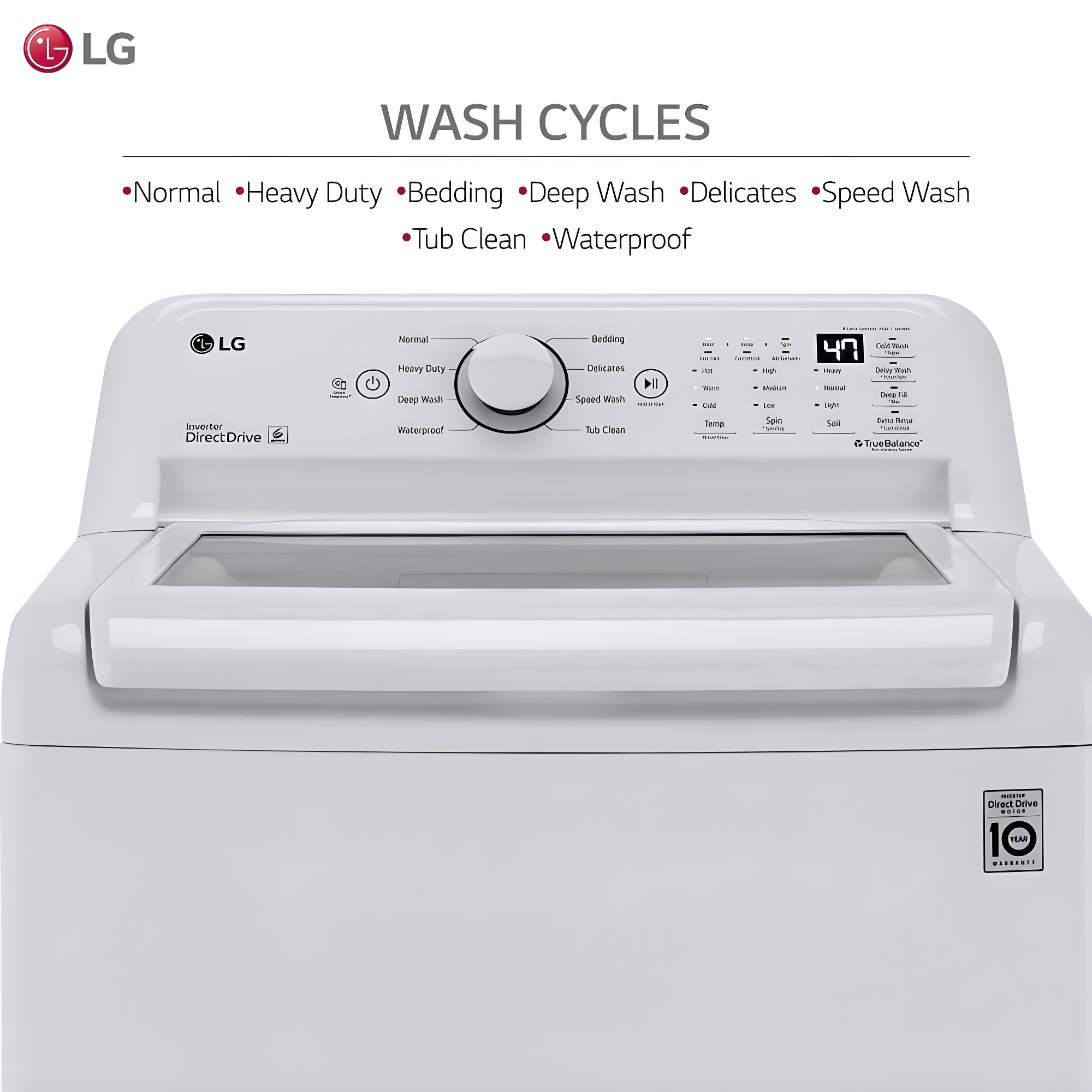 LG 4.3 cu. ft. Ultra Large Capacity Top Load Washer with 4-Way Agitator & TurboDrum Technology, White