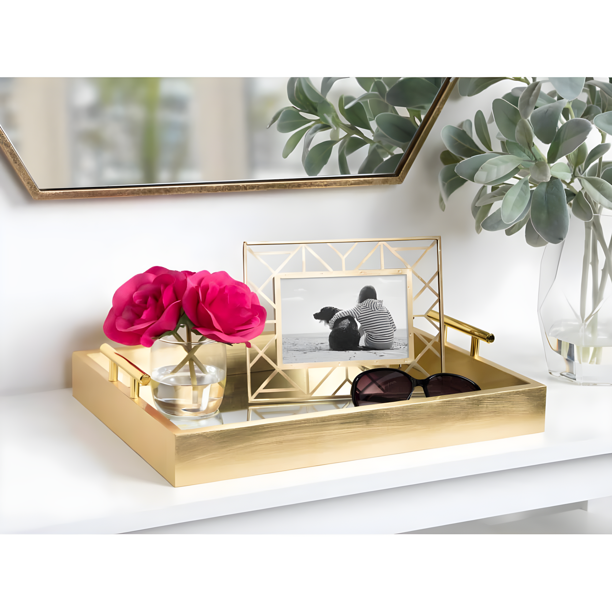 Kate and Laurel Lipton Tray, 16.5x12.25, Gold