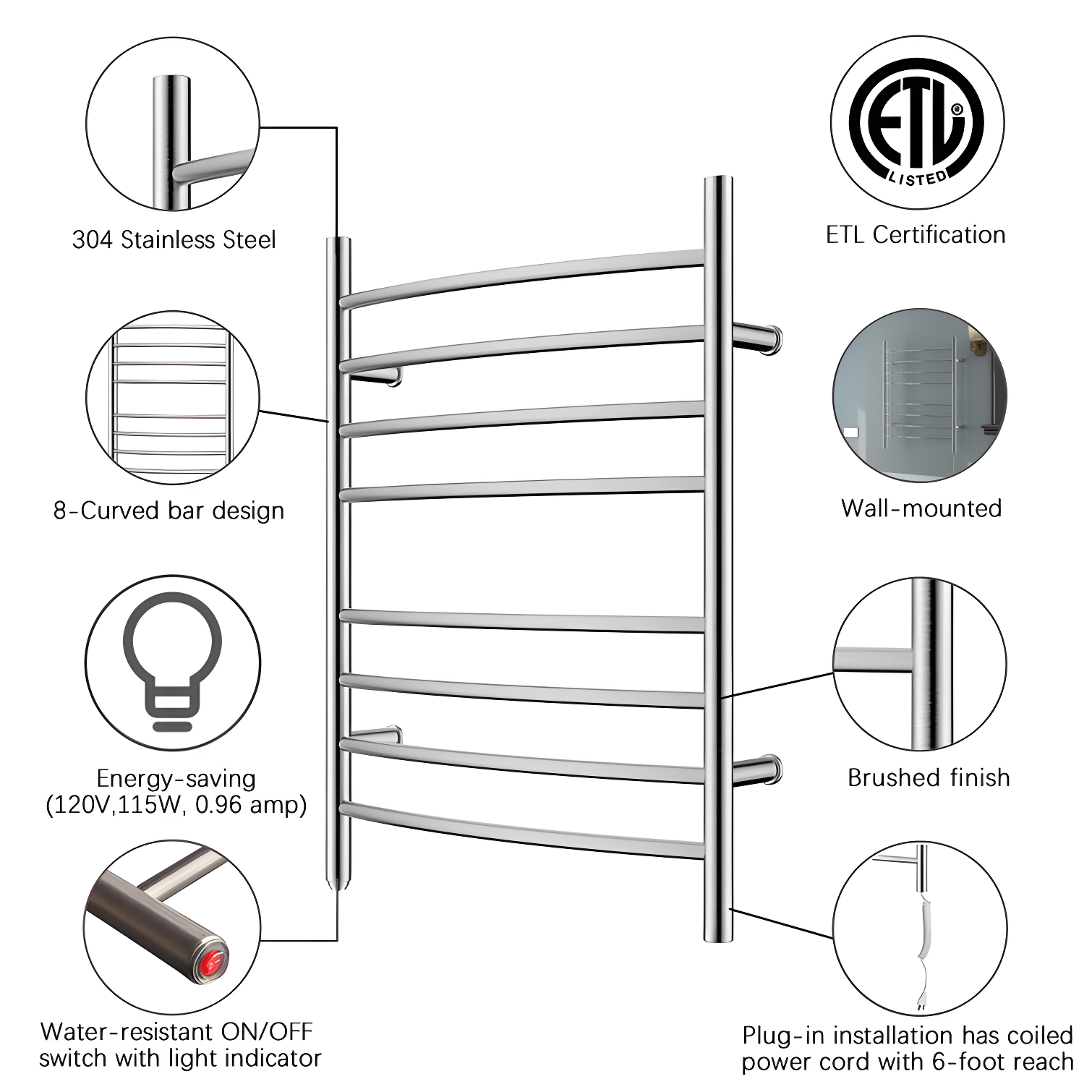 Curved Towel Rail Towel Warmer