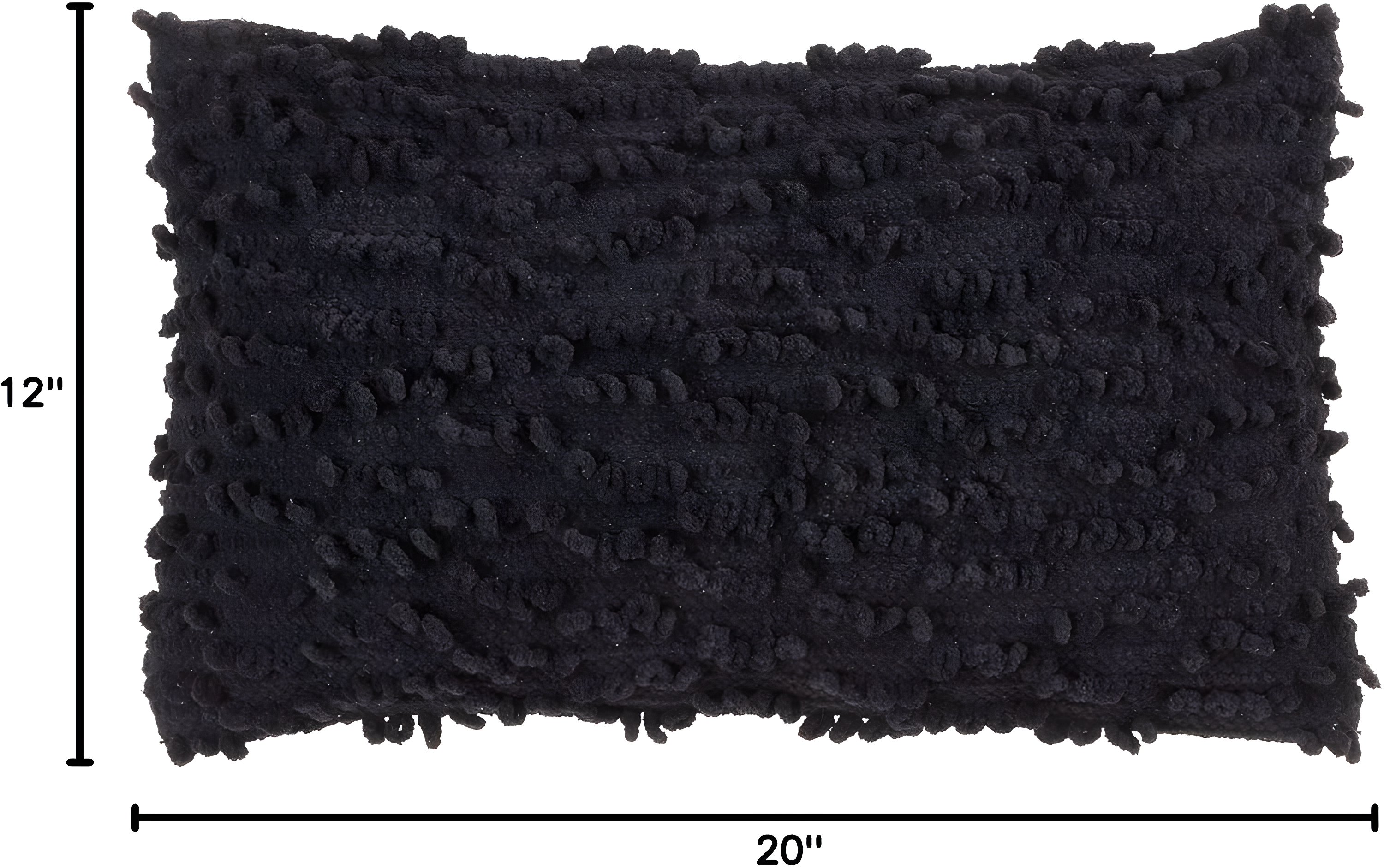 Saro Lifestyle Down-Filled Nubby Design Throw Pillow, Black, 12"x20"