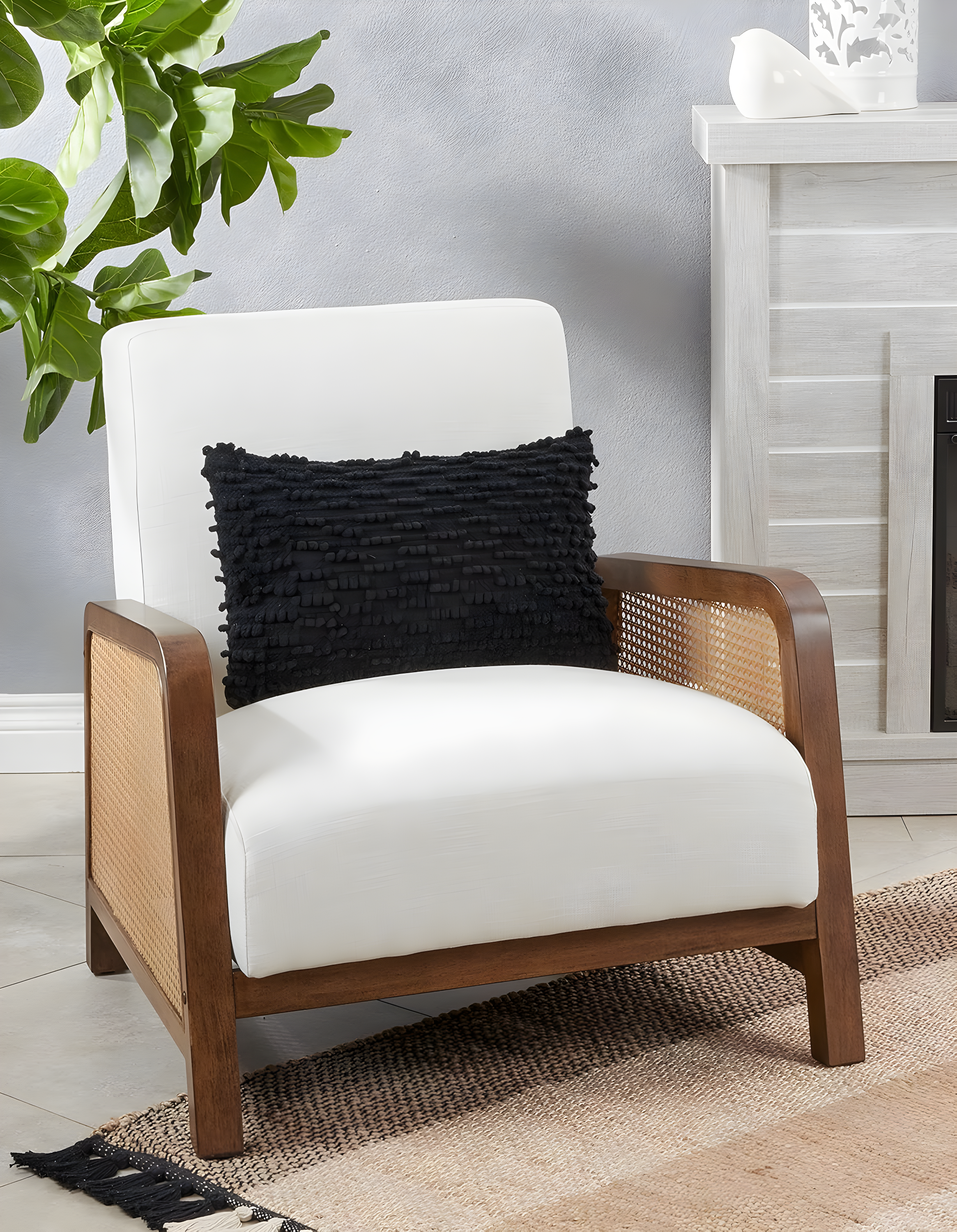 Saro Lifestyle Down-Filled Nubby Design Throw Pillow, Black, 12"x20"