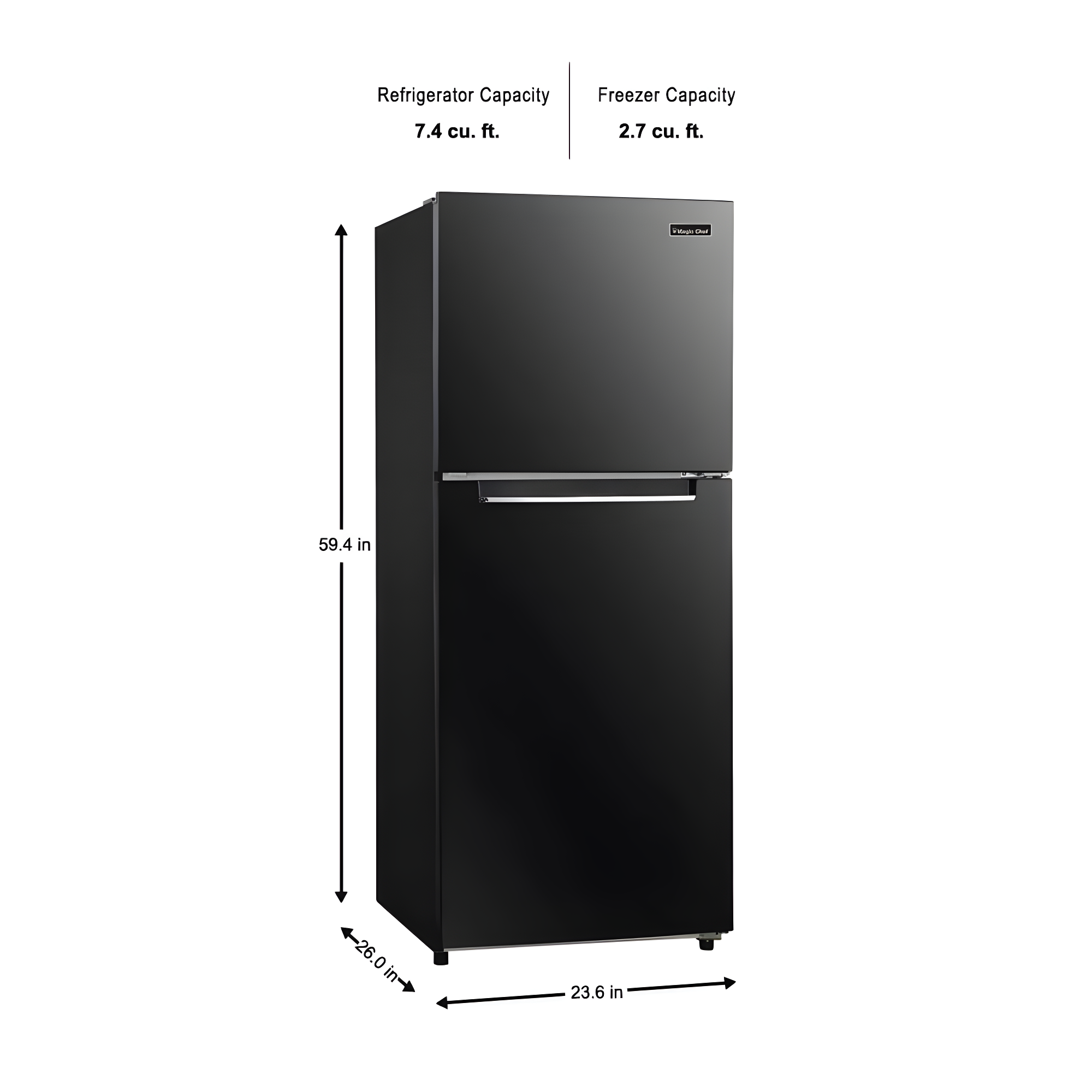 Magic Chef Magic Chef 10.1-cu. ft. Refrigerator with Top Freezer in Platinum Steel