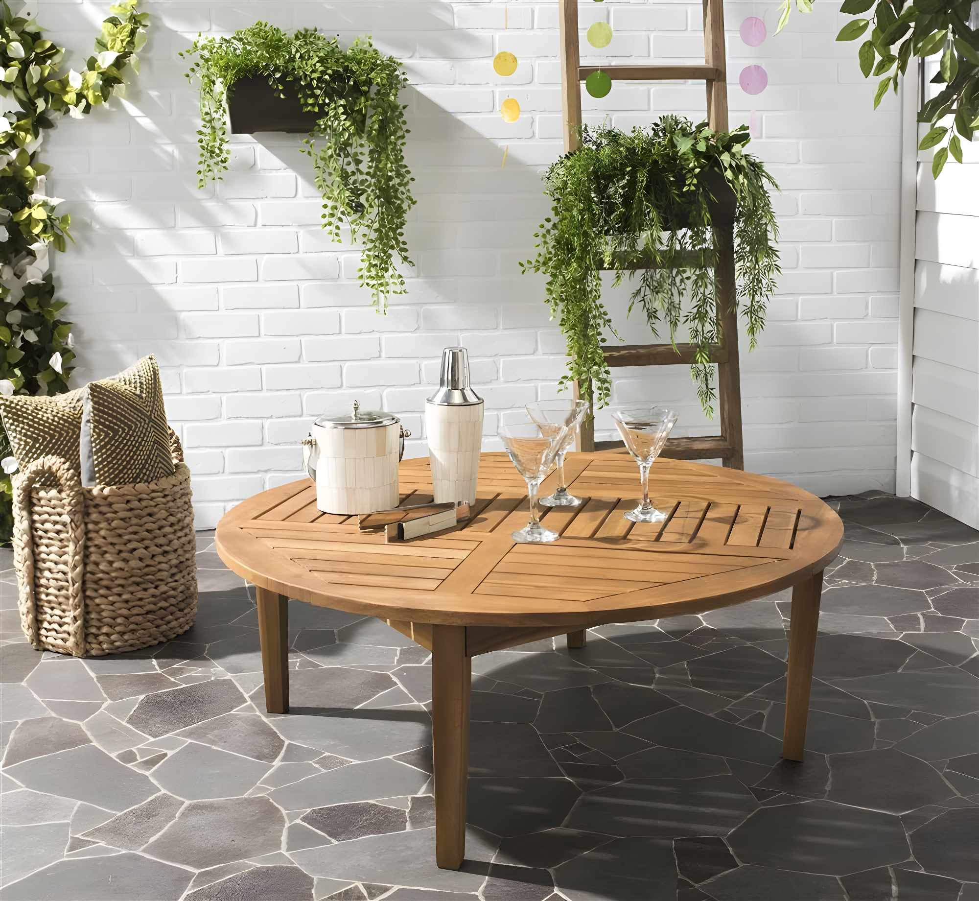 Danville Round Table - Indoor/Outdoor - PAT6715 - Natural - Safavieh