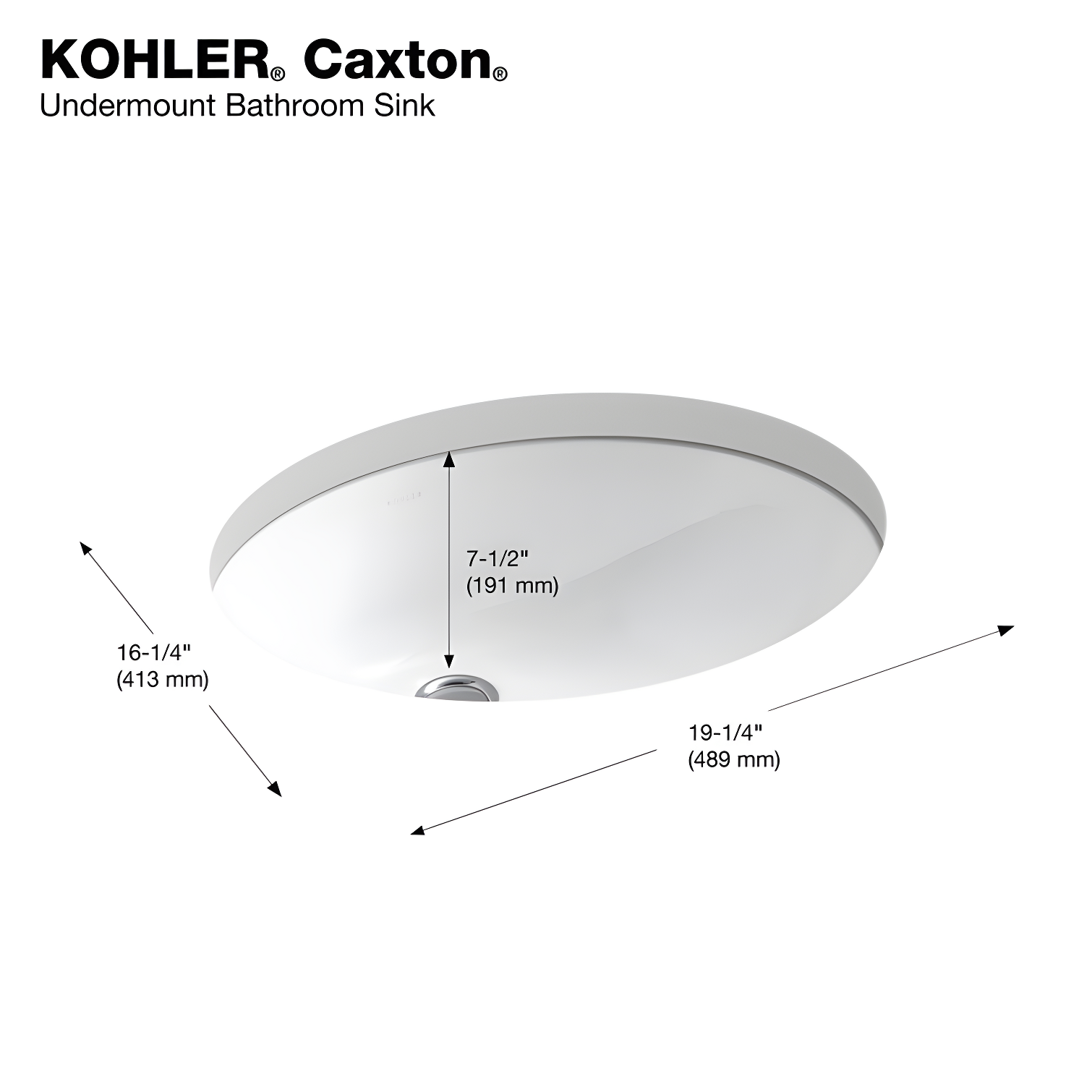 Caxton® Vitreous China Oval Undermount Bathroom Sink with Overflow