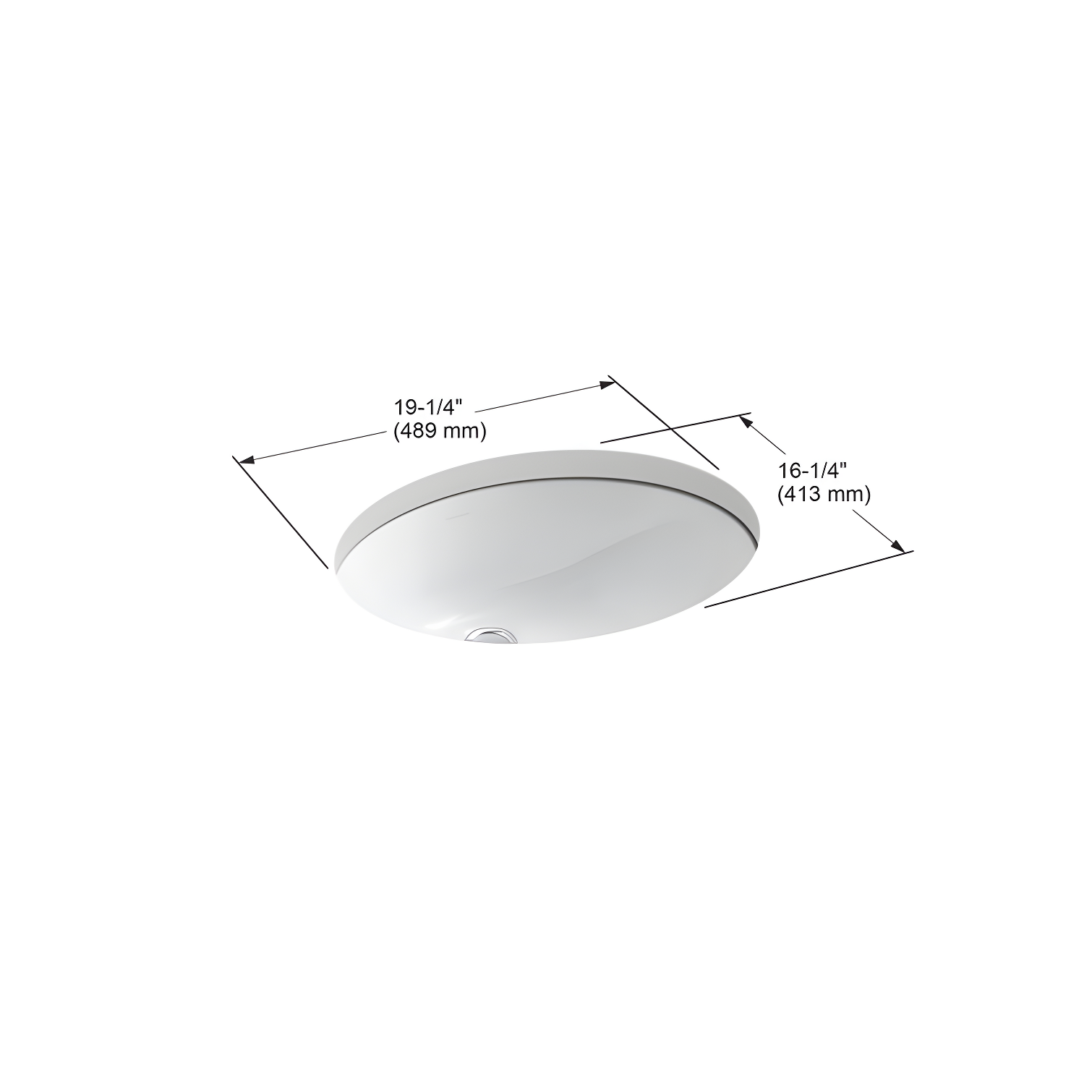 Caxton® Vitreous China Oval Undermount Bathroom Sink with Overflow