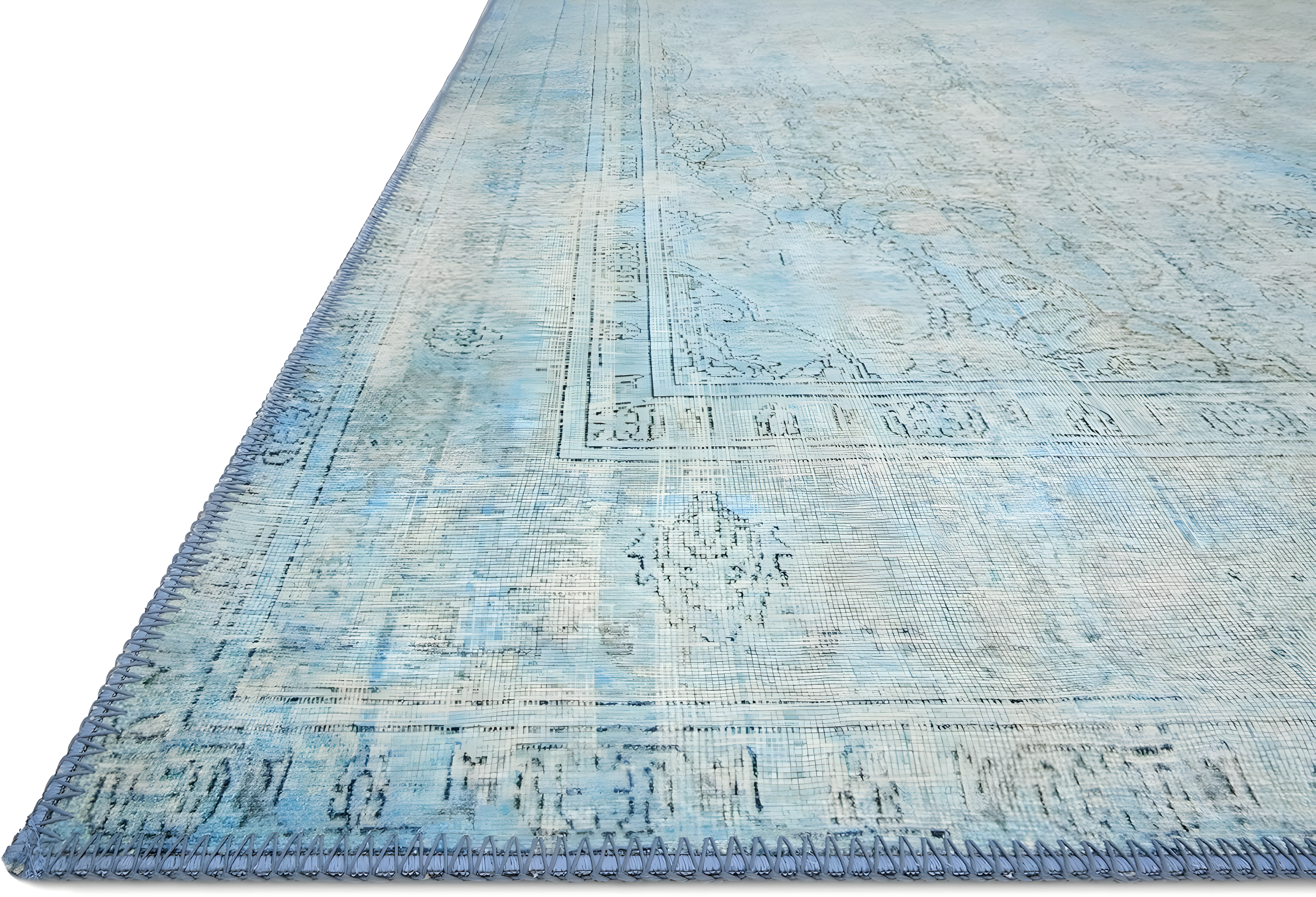 Loloi II Loren Collection LQ-08 Aqua Oriental Area Rug 2'-3" x 3'-9"