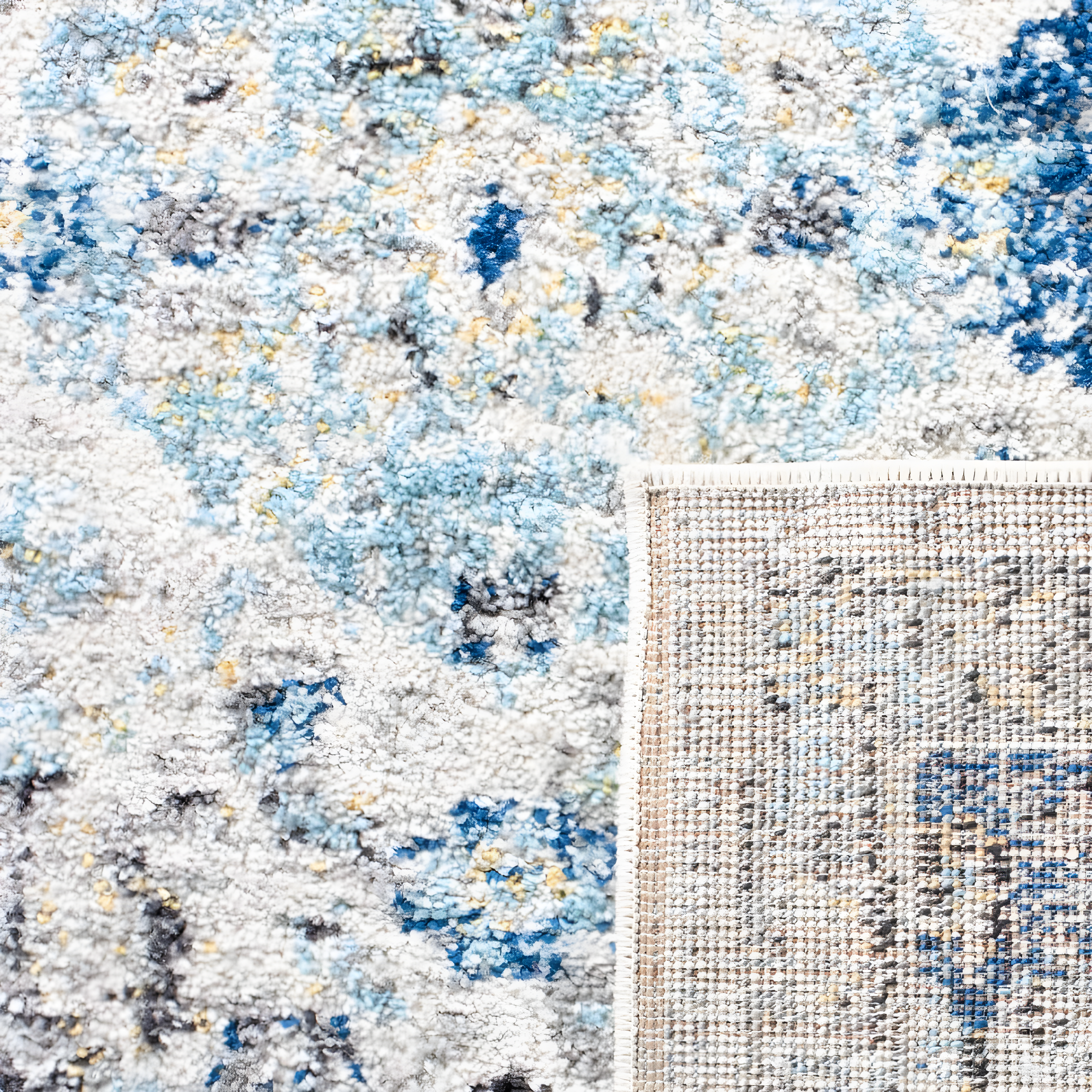 SAFAVIEH Madison Judith Distressed Area Rug, Ivory/Aqua, 12' x 12' Square