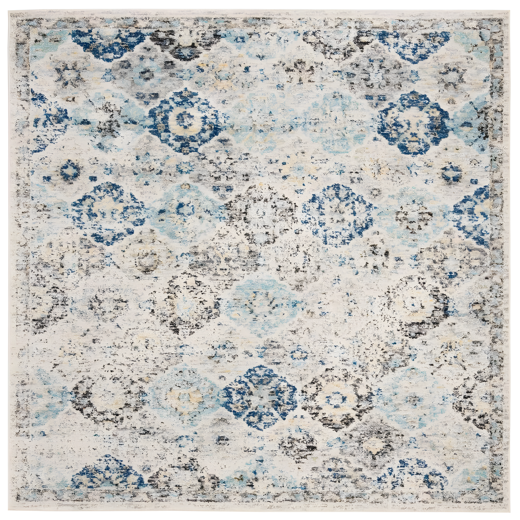 SAFAVIEH Madison Judith Distressed Area Rug, Ivory/Aqua, 12' x 12' Square