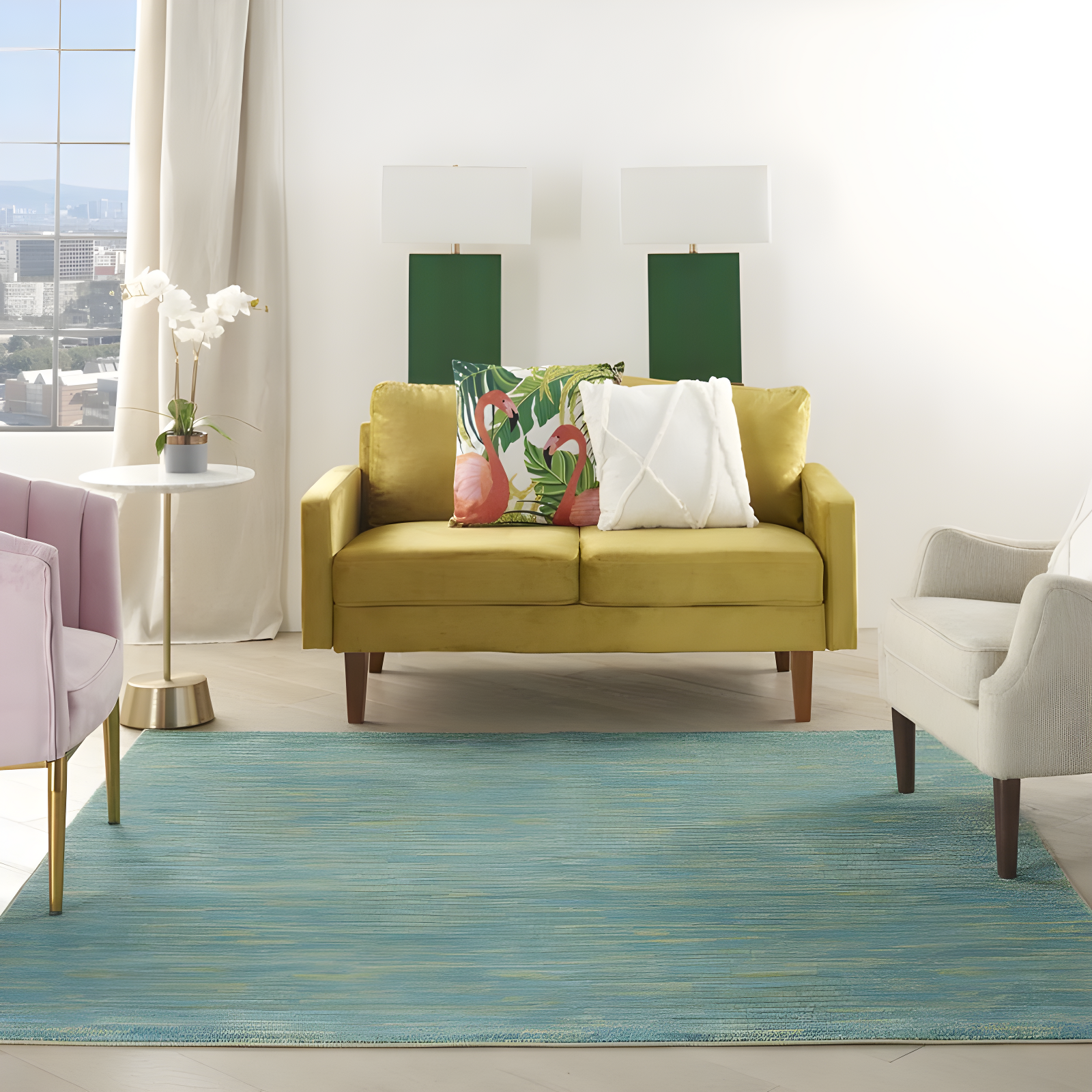 Nourison Nourison Essentials NRE01 Indoor/outdoor Area Rug - Blue Green 5' x square
