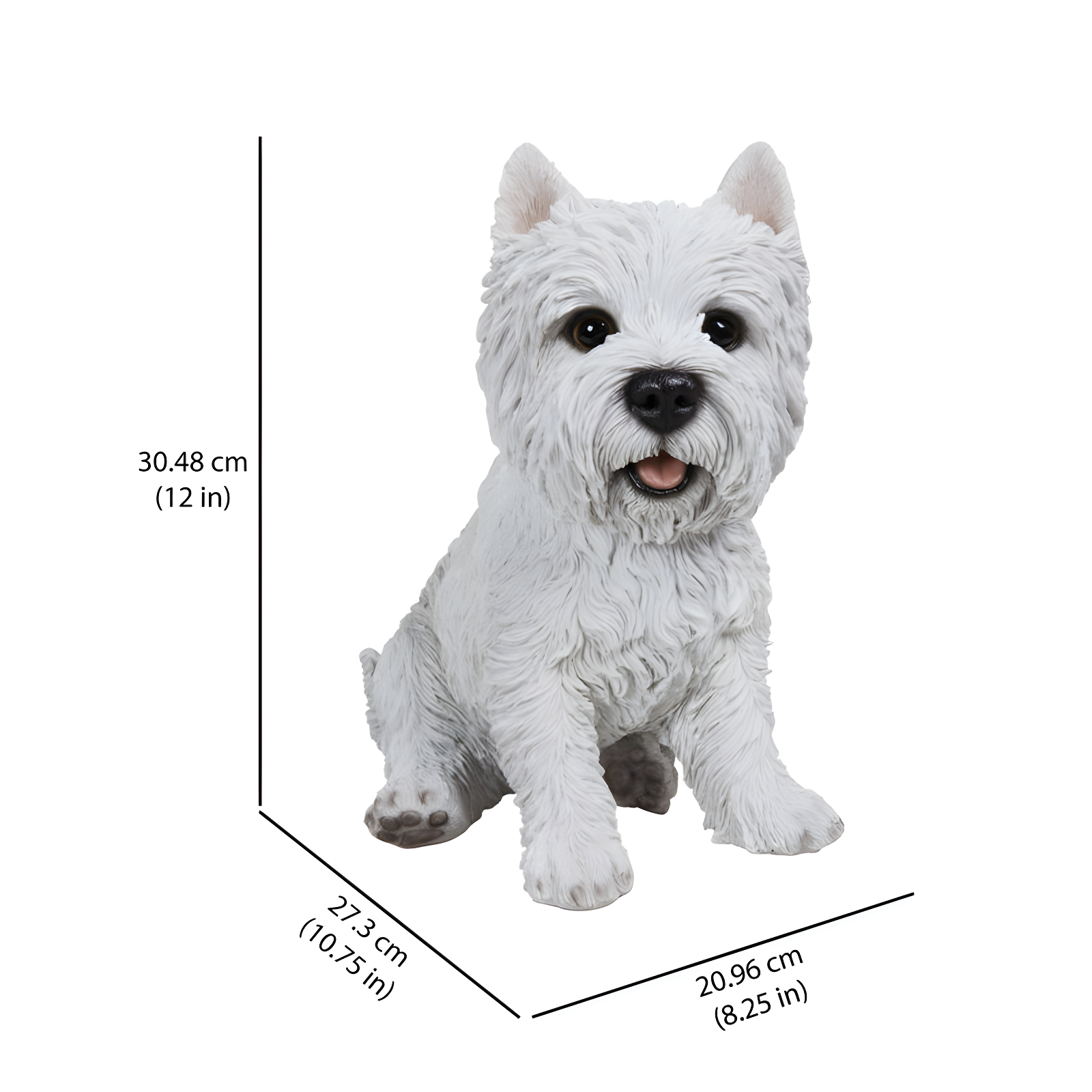 Hi-Line Gift Ltd. Sitting White Terrier Dog Statue