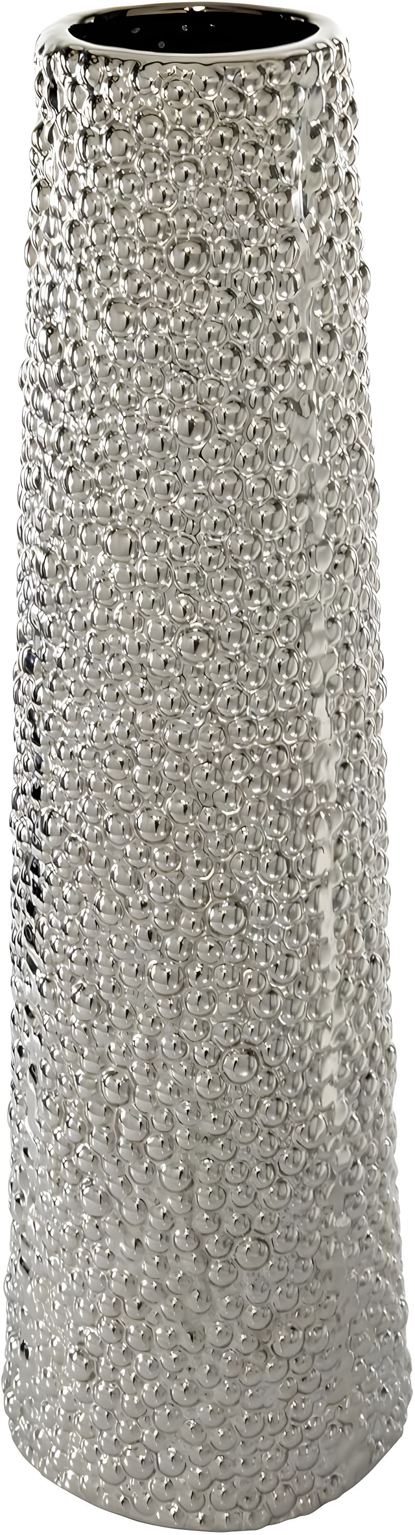 DecMode 25" Silver Ceramic Vase with Bubble Texture