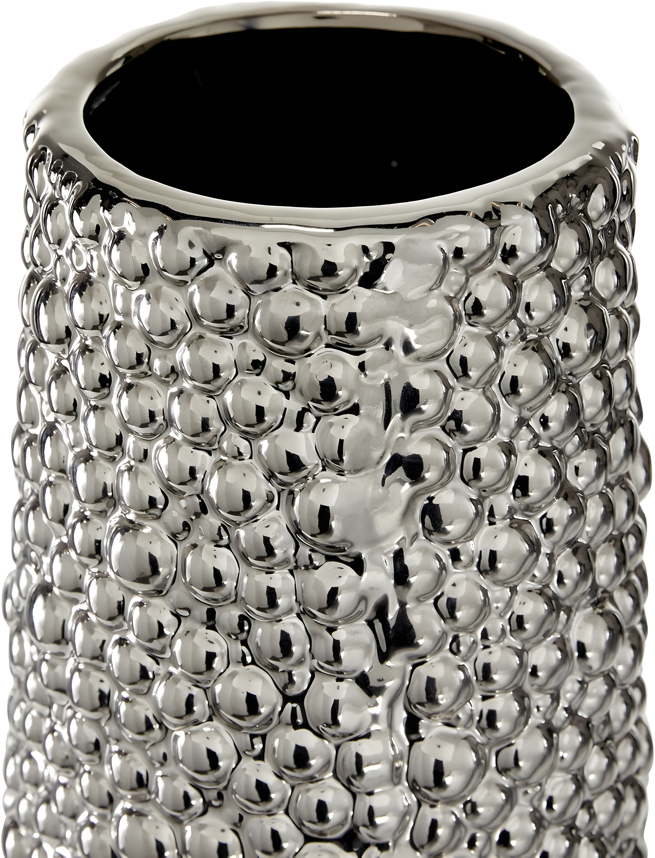 DecMode 25" Silver Ceramic Vase with Bubble Texture