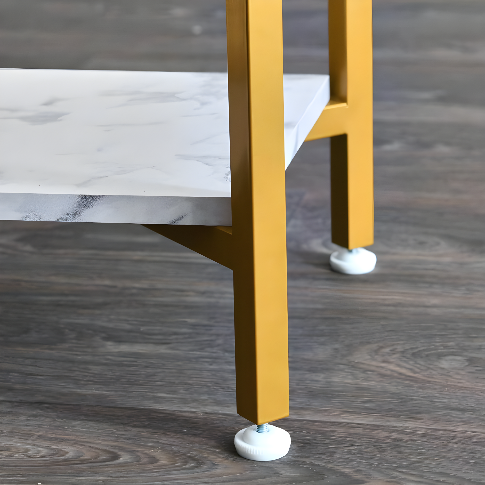 Crown Console Sofa Table with Storage Shelf White Marble and Gold Metal