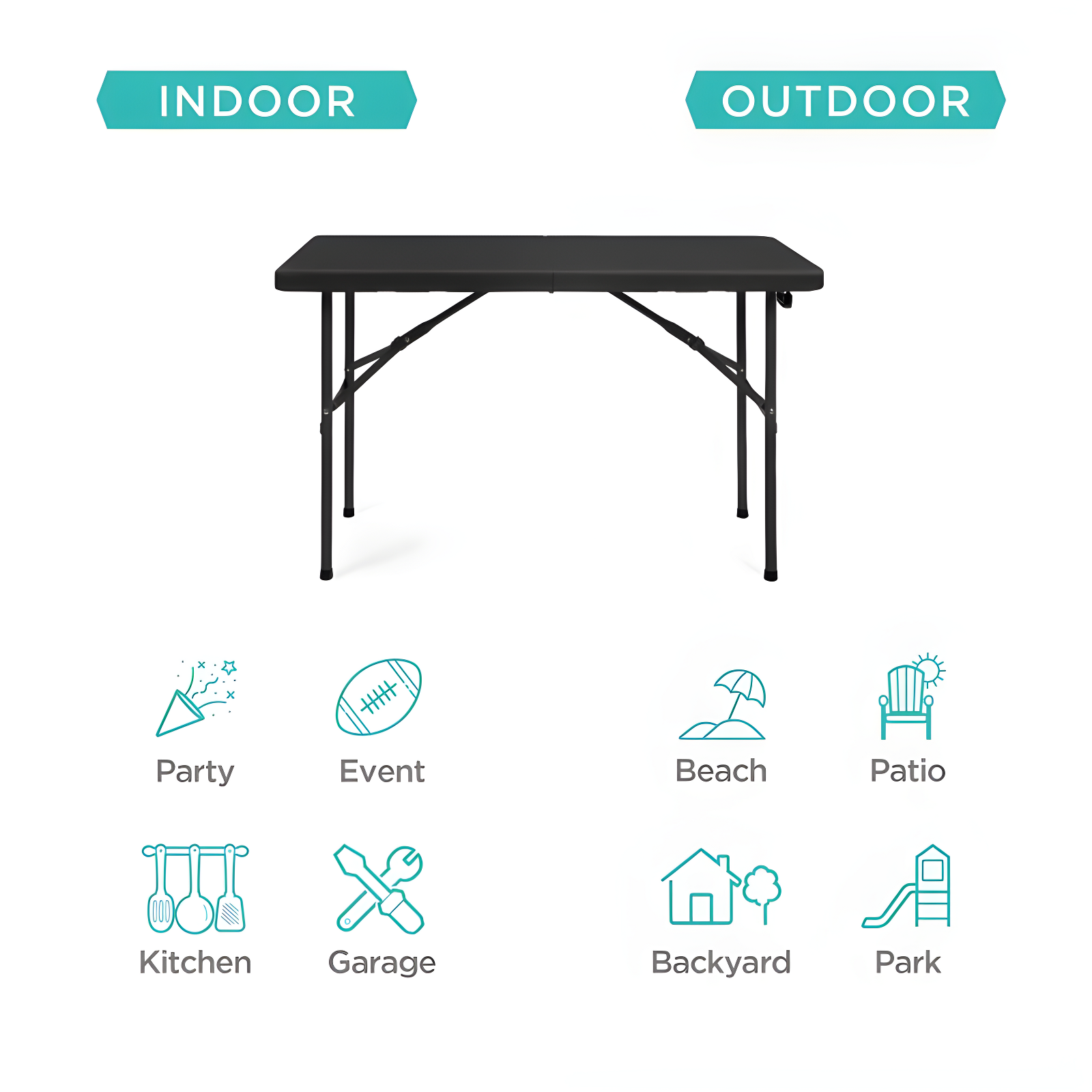 Best Choice Products Plastic Folding Table, Indoor Outdoor Heavy Duty Portable w/ Handle, Lock for Picnic