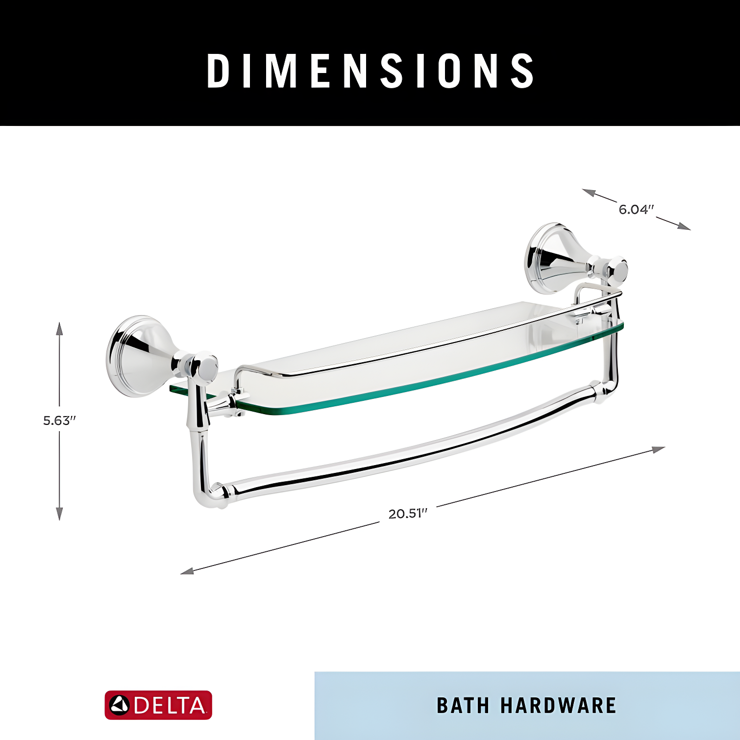 Delta Cassidy 18 in. Glass Shelf with Towel Bar